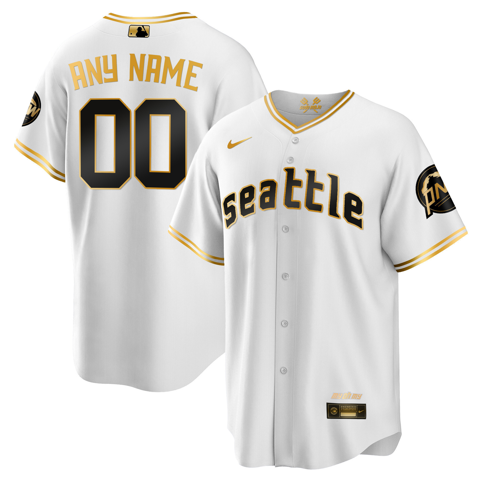 Seattle Mariners 2023 City Connect Gold Custom Jersey - All Stitched - Image 2