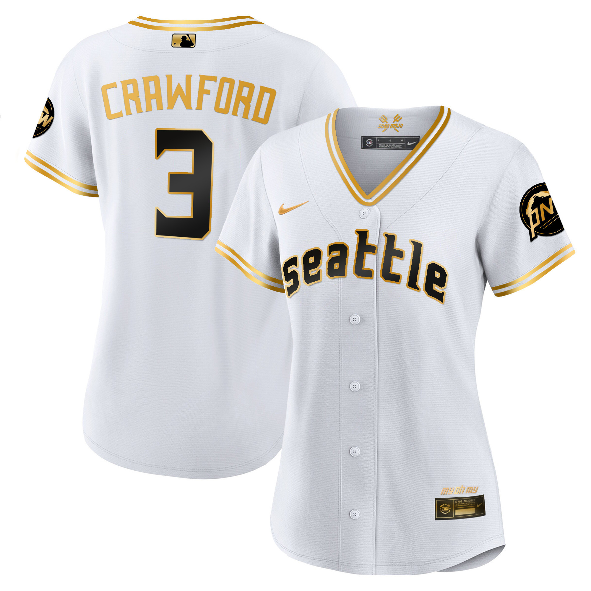 Women's Seattle Mariners 2023 City Connect Gold Jersey - All Stitched - Image 7