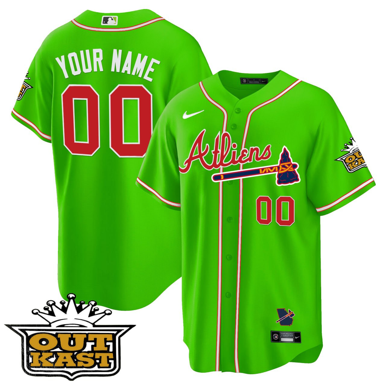 Atlanta Braves Atliens Cool Base Custom Jersey - All Stitched - Image 4
