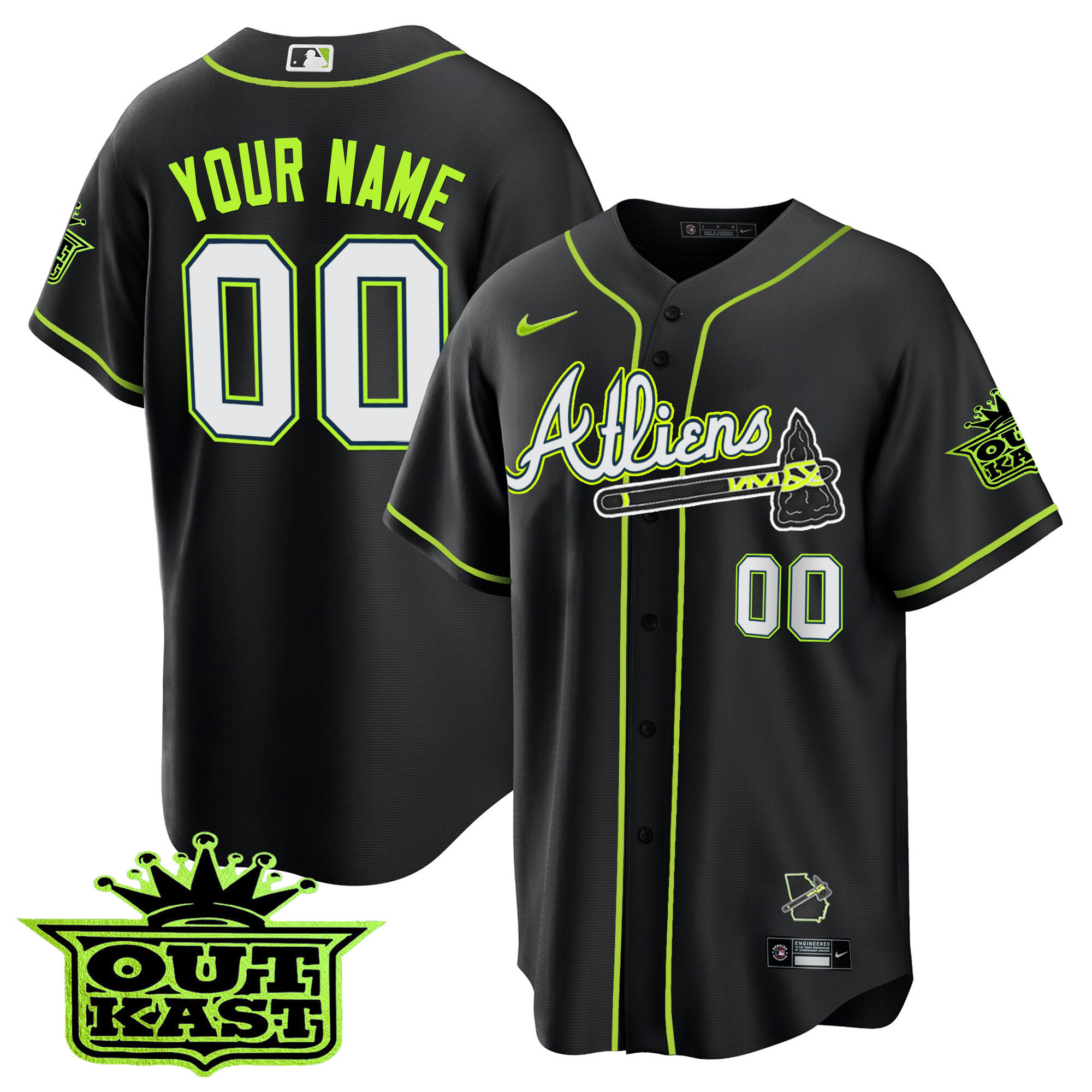 Atlanta Braves Atliens Cool Base Custom Jersey - All Stitched - Image 6