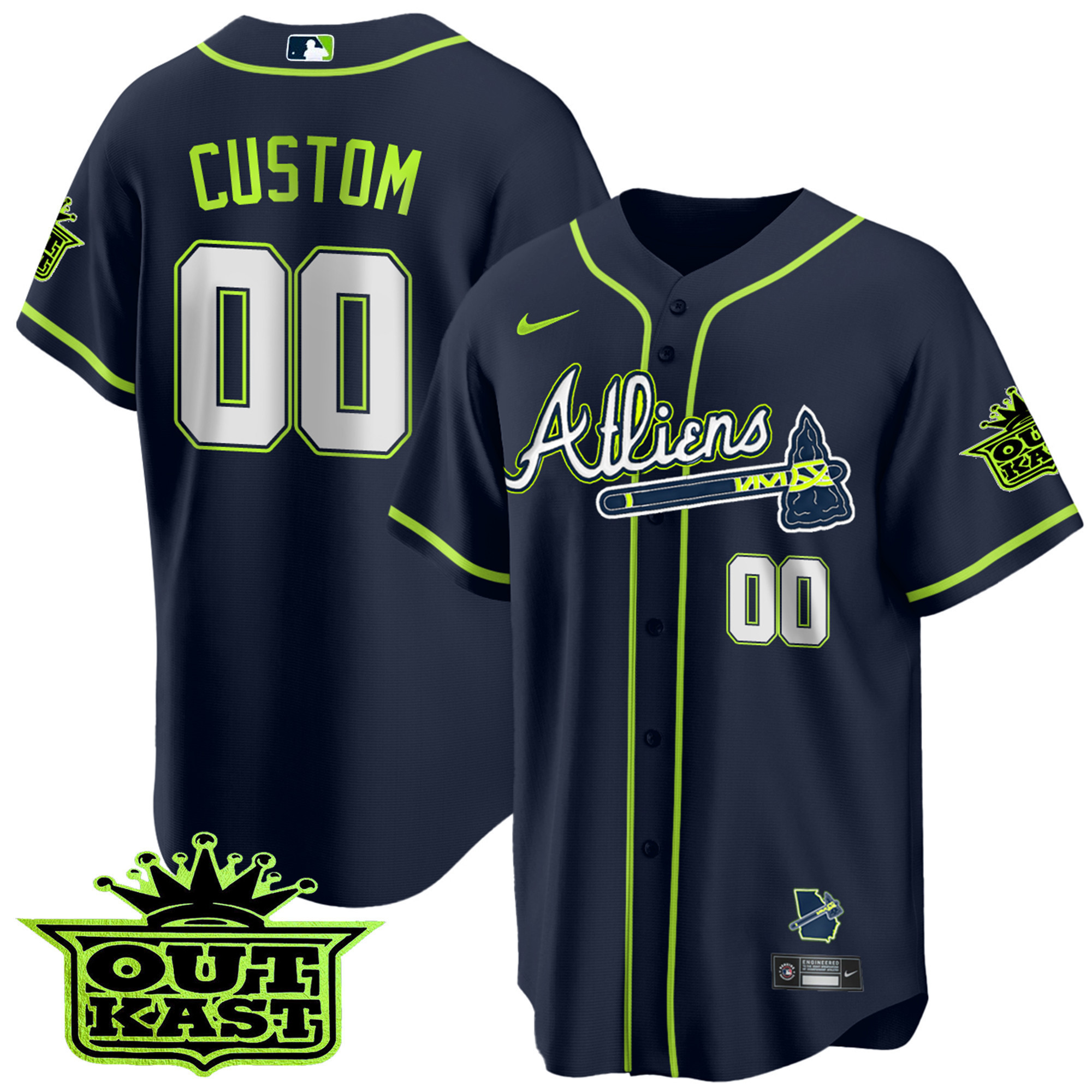 Atlanta Braves Atliens Cool Base Custom Jersey - All Stitched