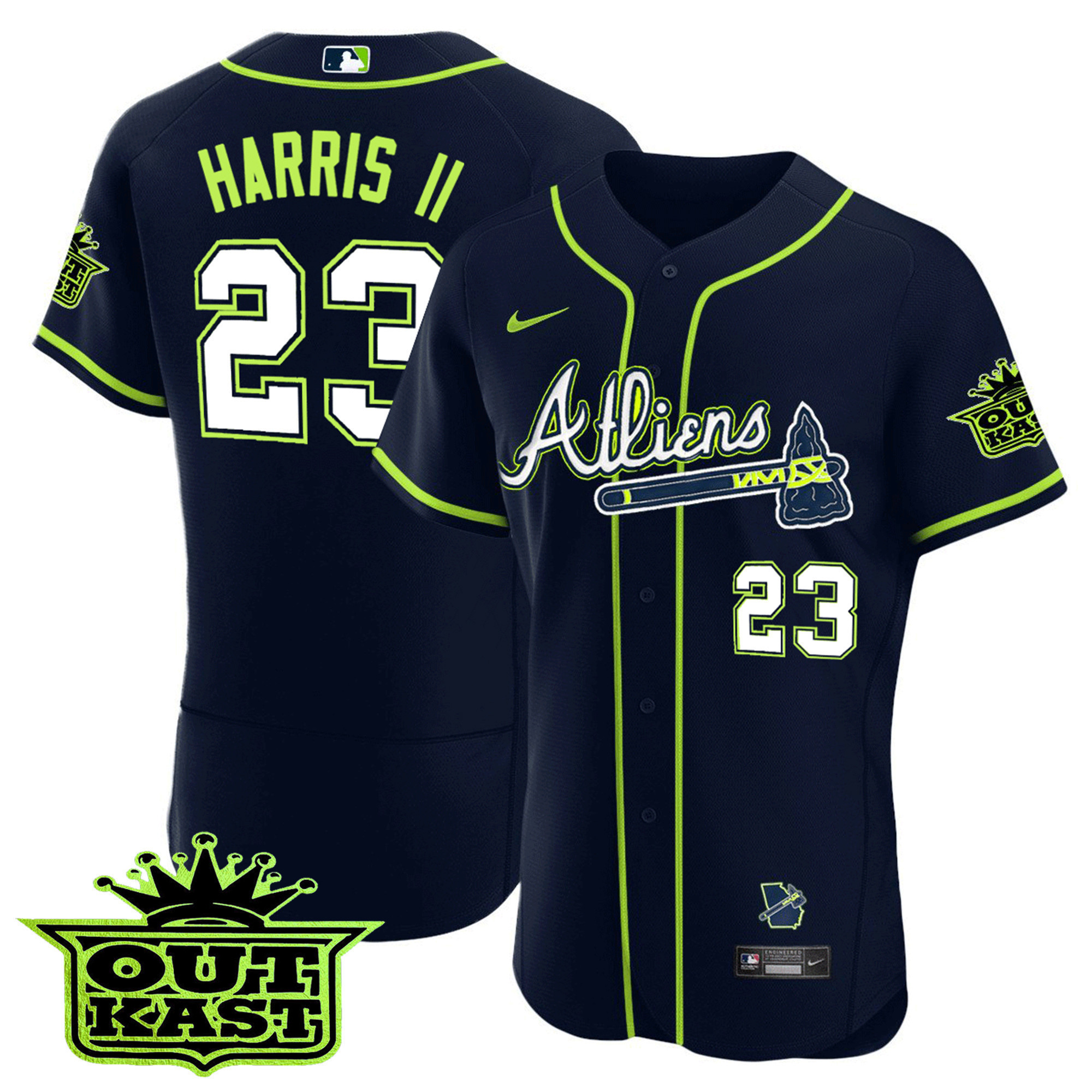 Youth's Atlanta Braves Atliens Flex Base Jersey - All Stitched - Image 6