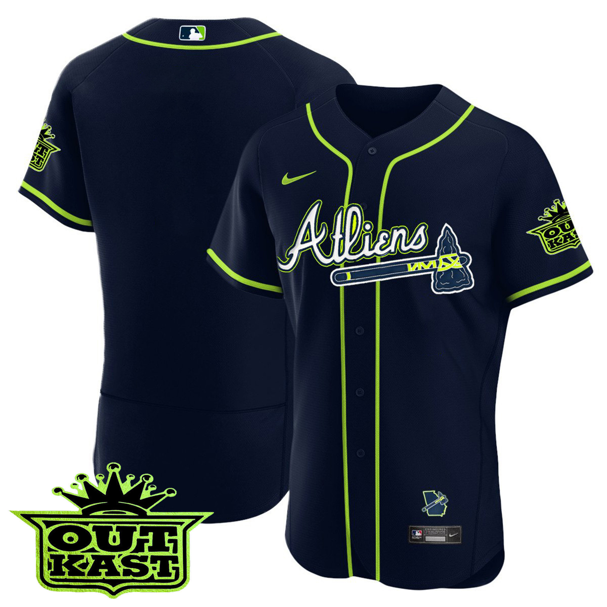 Youth's Atlanta Braves Atliens Flex Base Jersey - All Stitched - Image 9