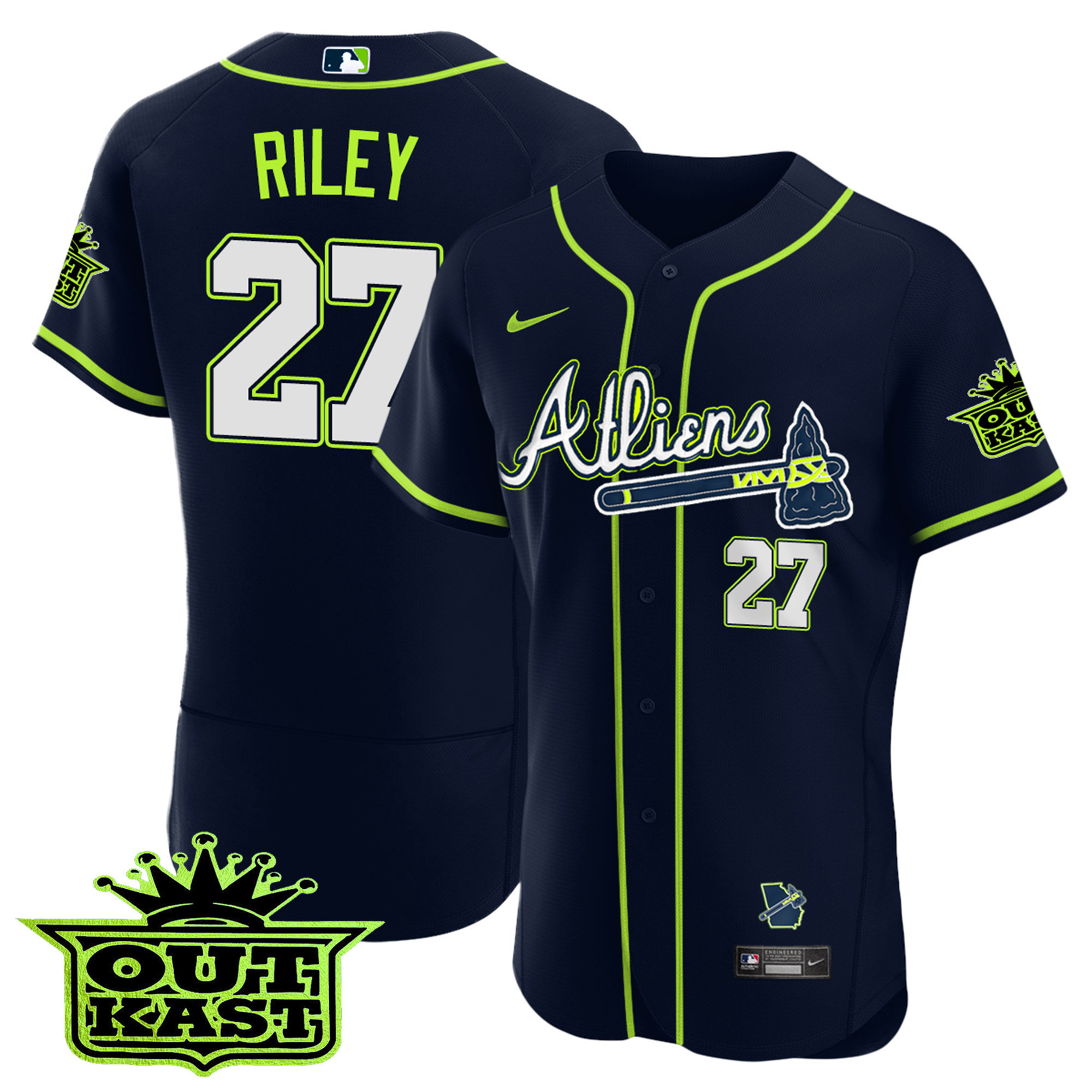 Youth's Atlanta Braves Atliens Flex Base Jersey - All Stitched - Image 5