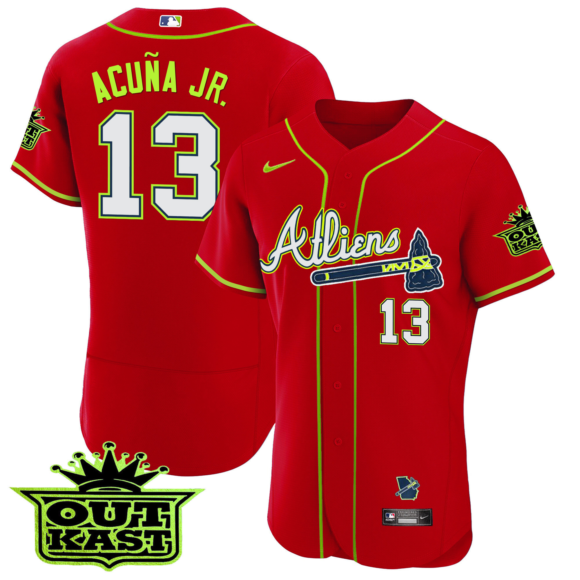 Youth's Atlanta Braves Atliens Flex Base Jersey - All Stitched - Image 37