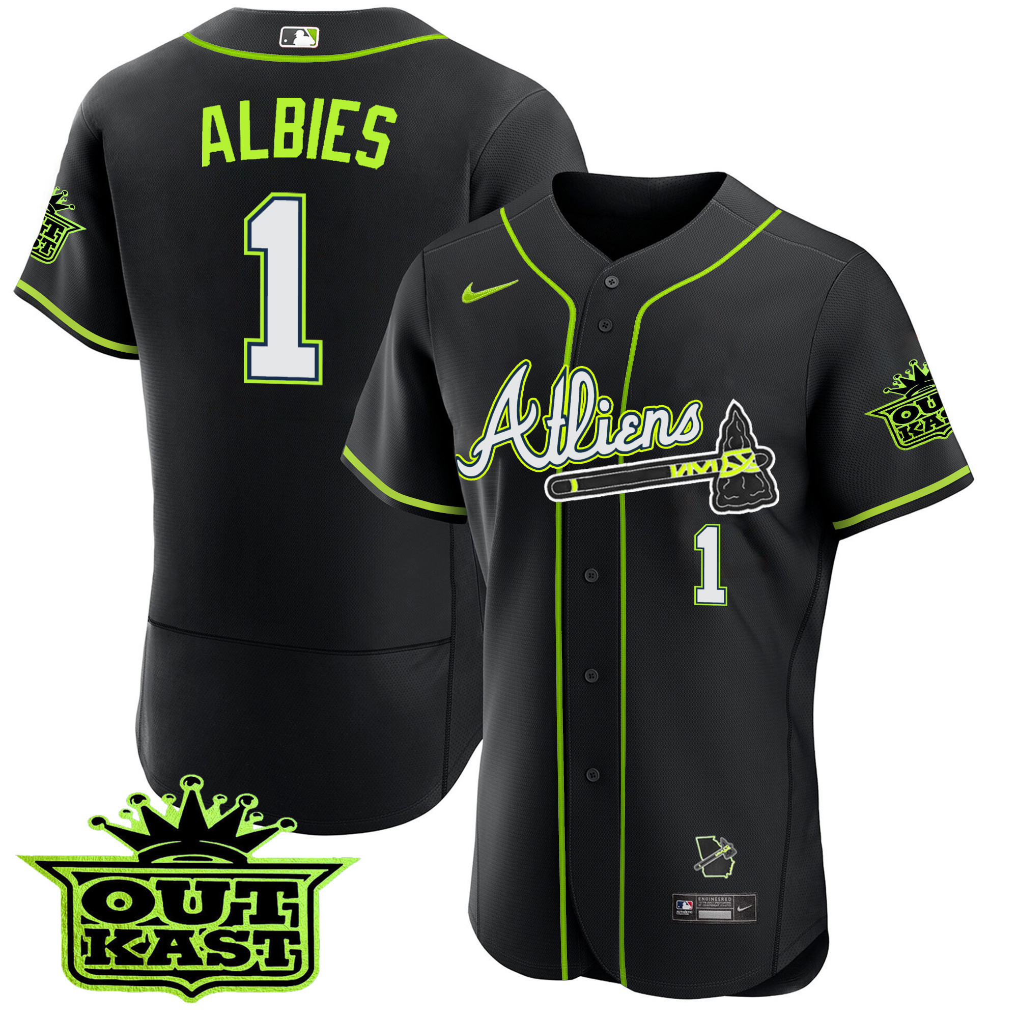 Youth's Atlanta Braves Atliens Flex Base Jersey - All Stitched - Image 53