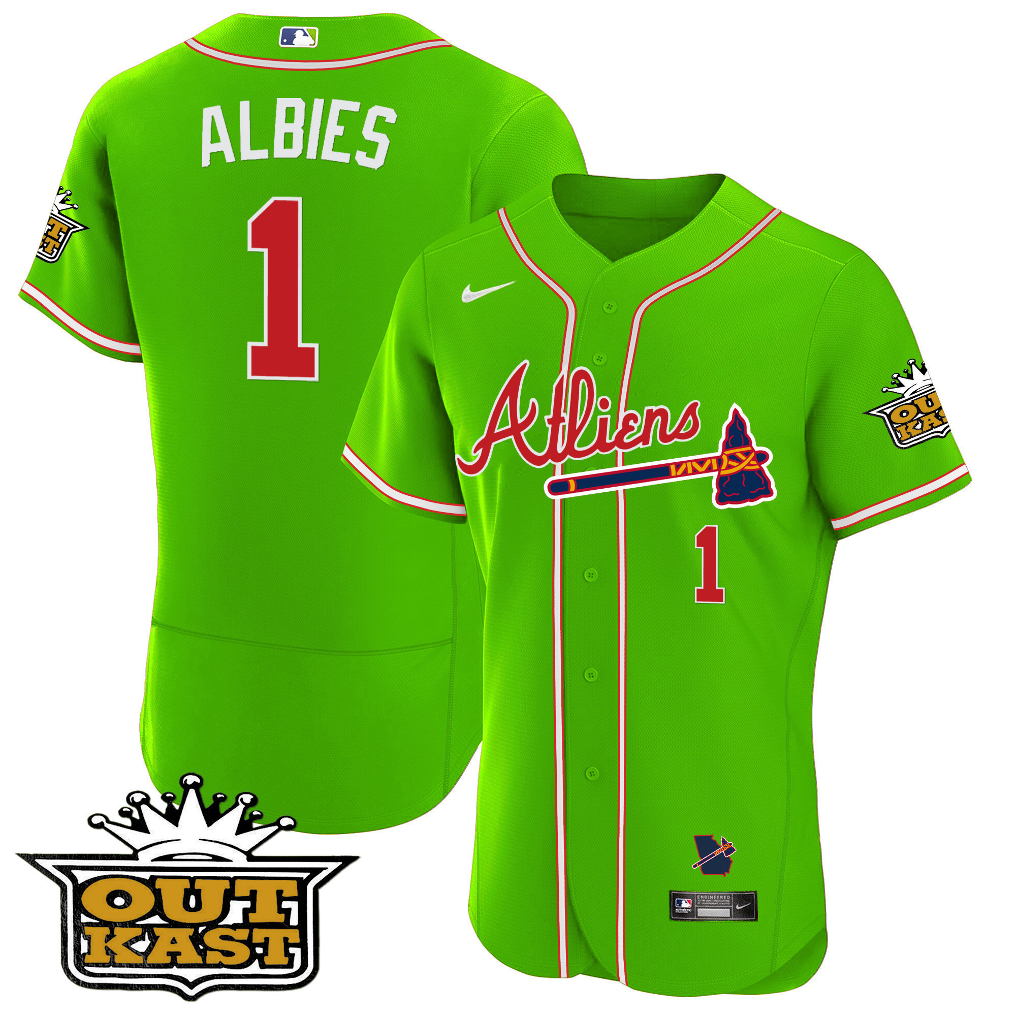 Youth's Atlanta Braves Atliens Flex Base Jersey - All Stitched - Image 35