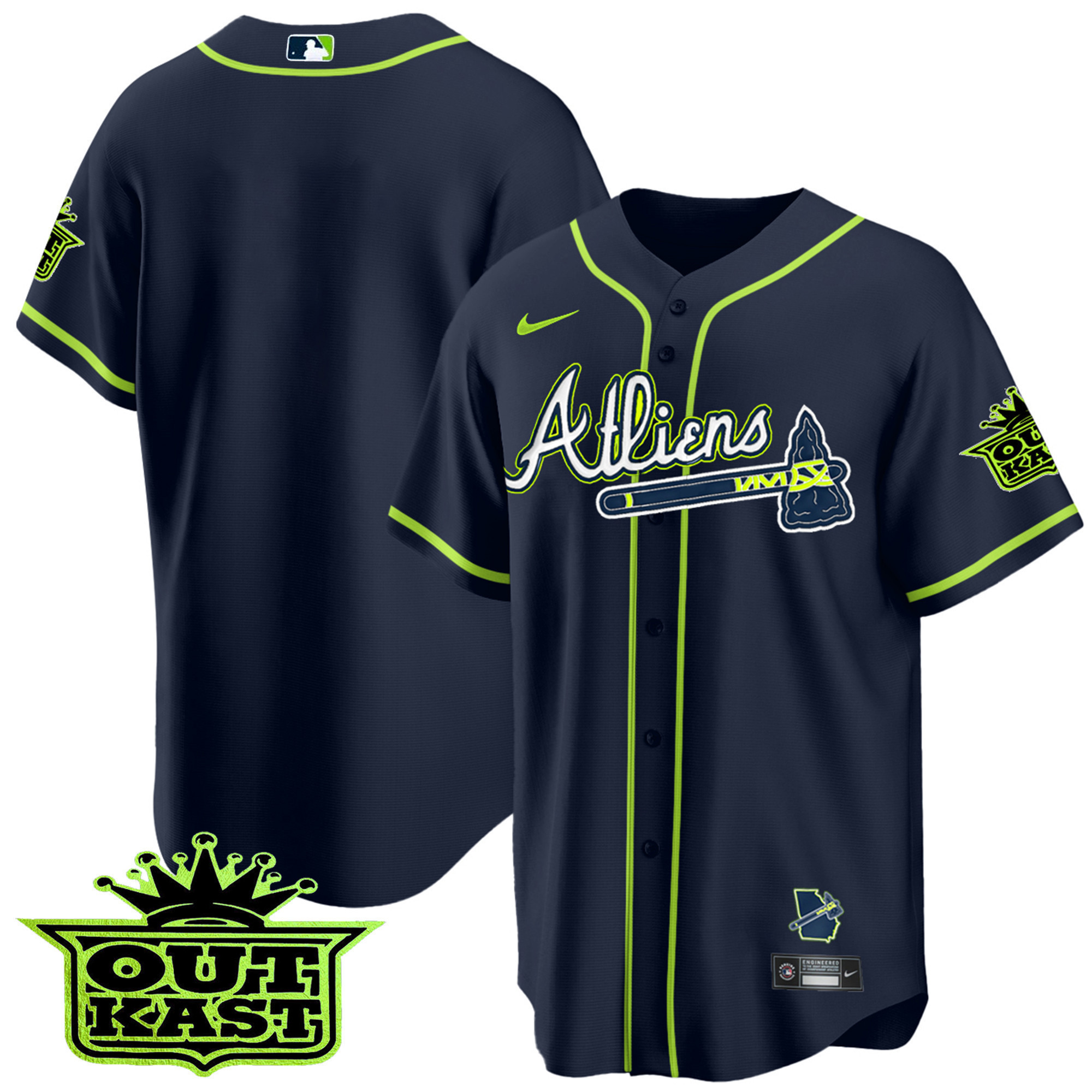 Youth's Atlanta Braves Atliens Cool Base Jersey - All Stitched - Image 9