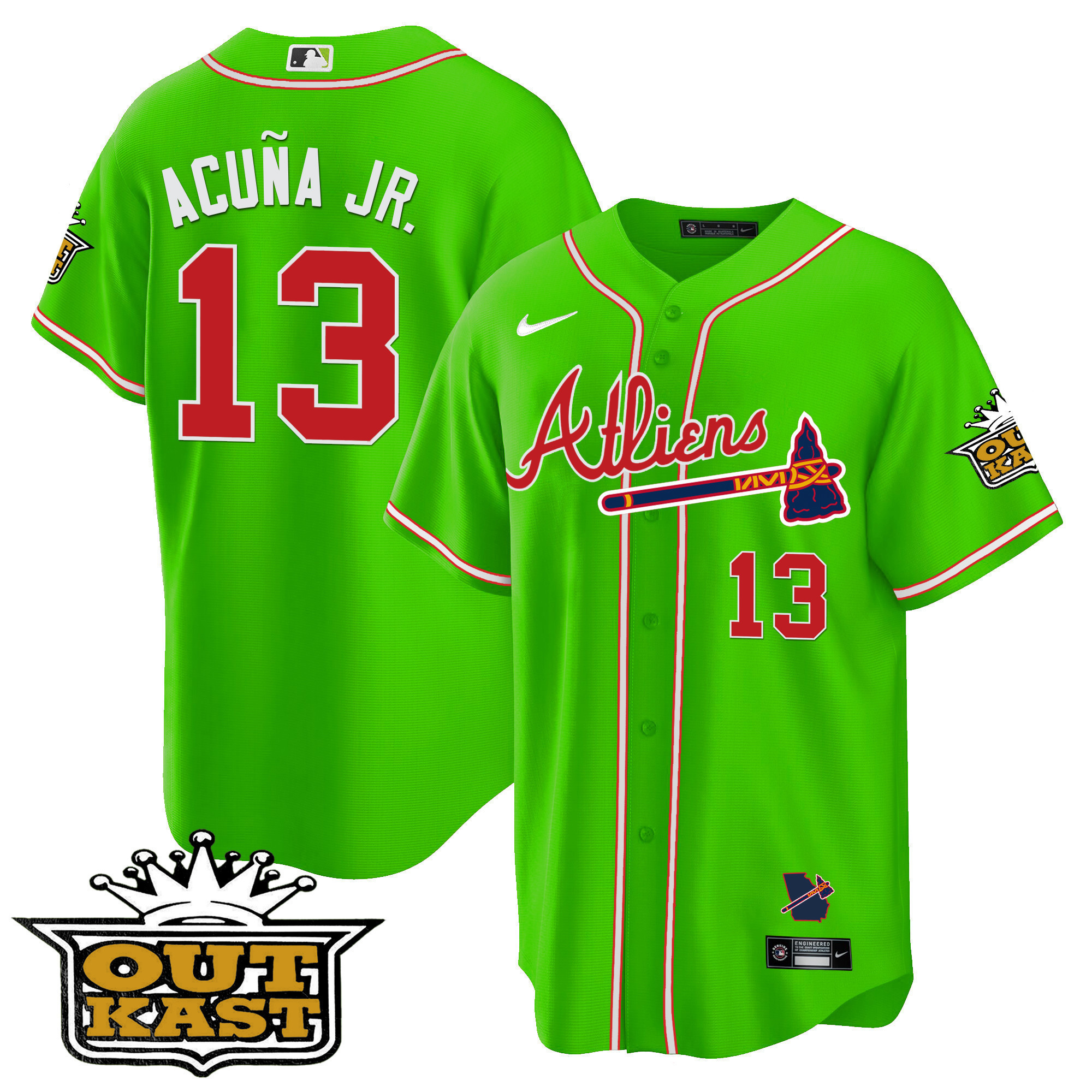 Youth's Atlanta Braves Atliens Cool Base Jersey - All Stitched - Image 28