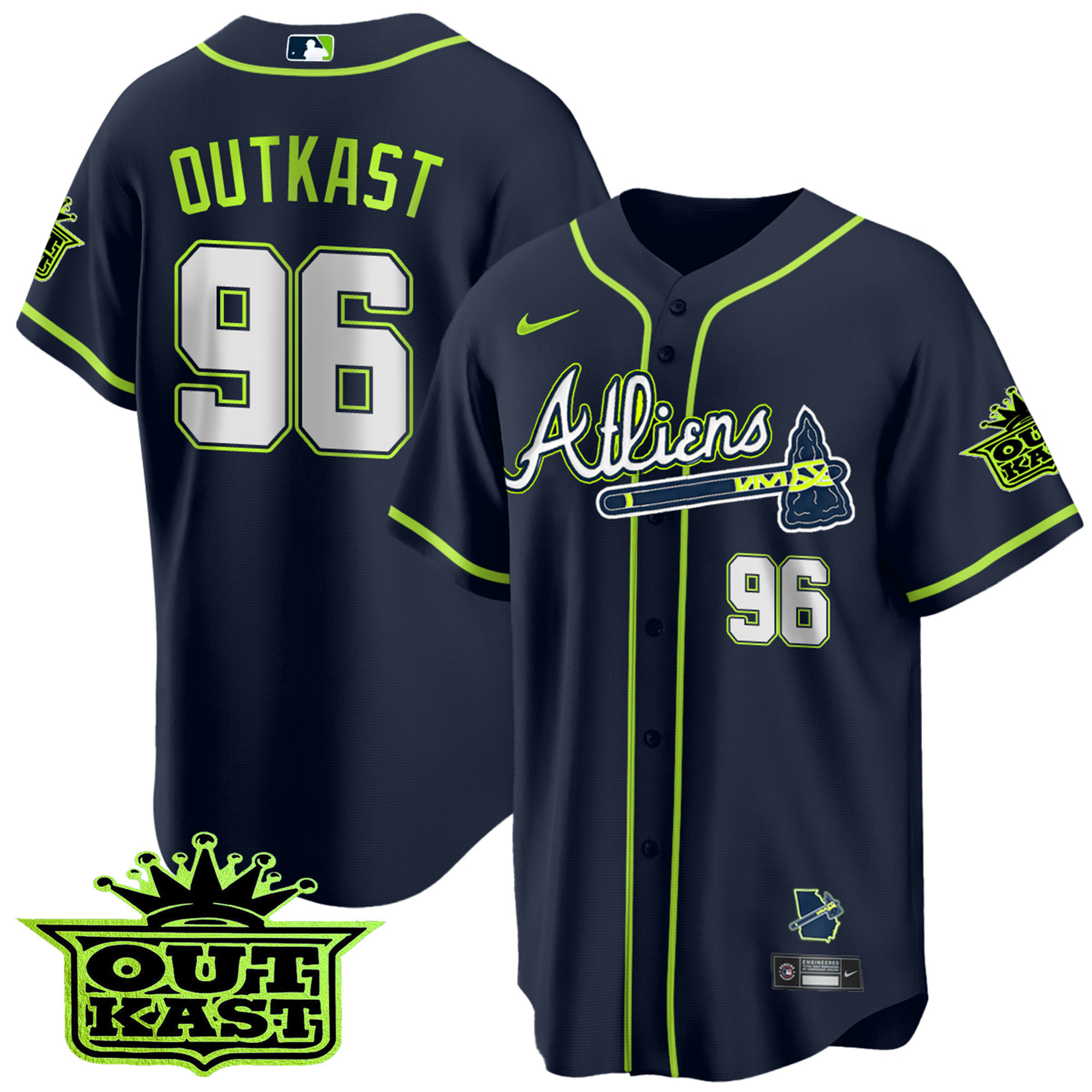 Youth's Atlanta Braves Atliens Cool Base Jersey - All Stitched - Image 2