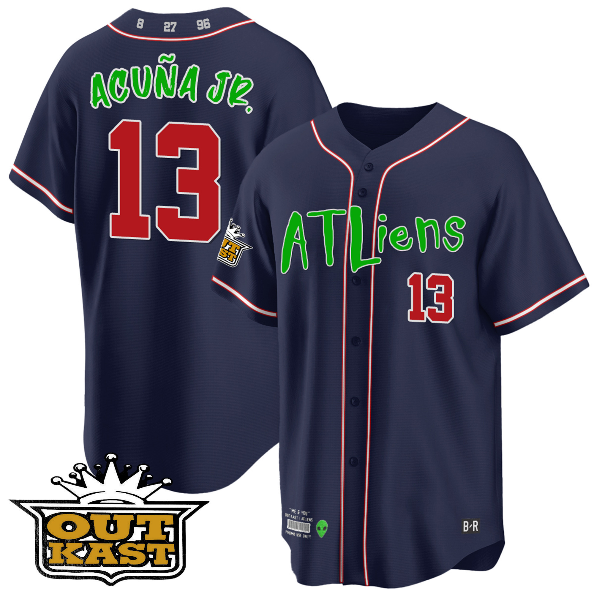 Youth's Atlanta Braves Atliens Cool Base Jersey - All Stitched - Image 10