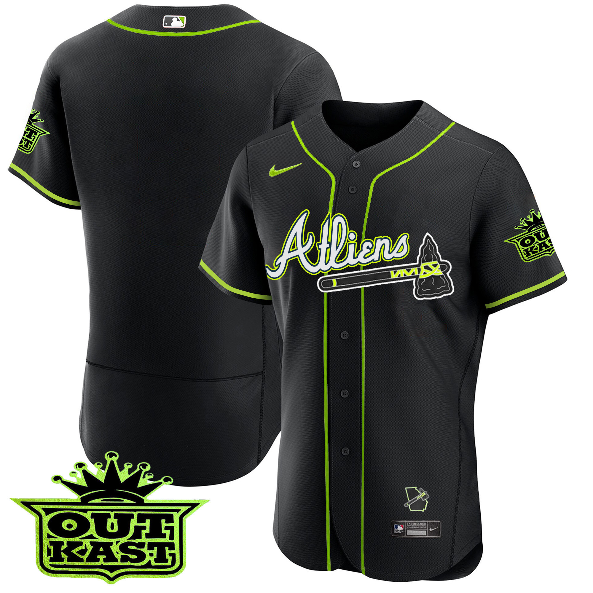 Youth's Atlanta Braves Atliens Flex Base Jersey - All Stitched - Image 54
