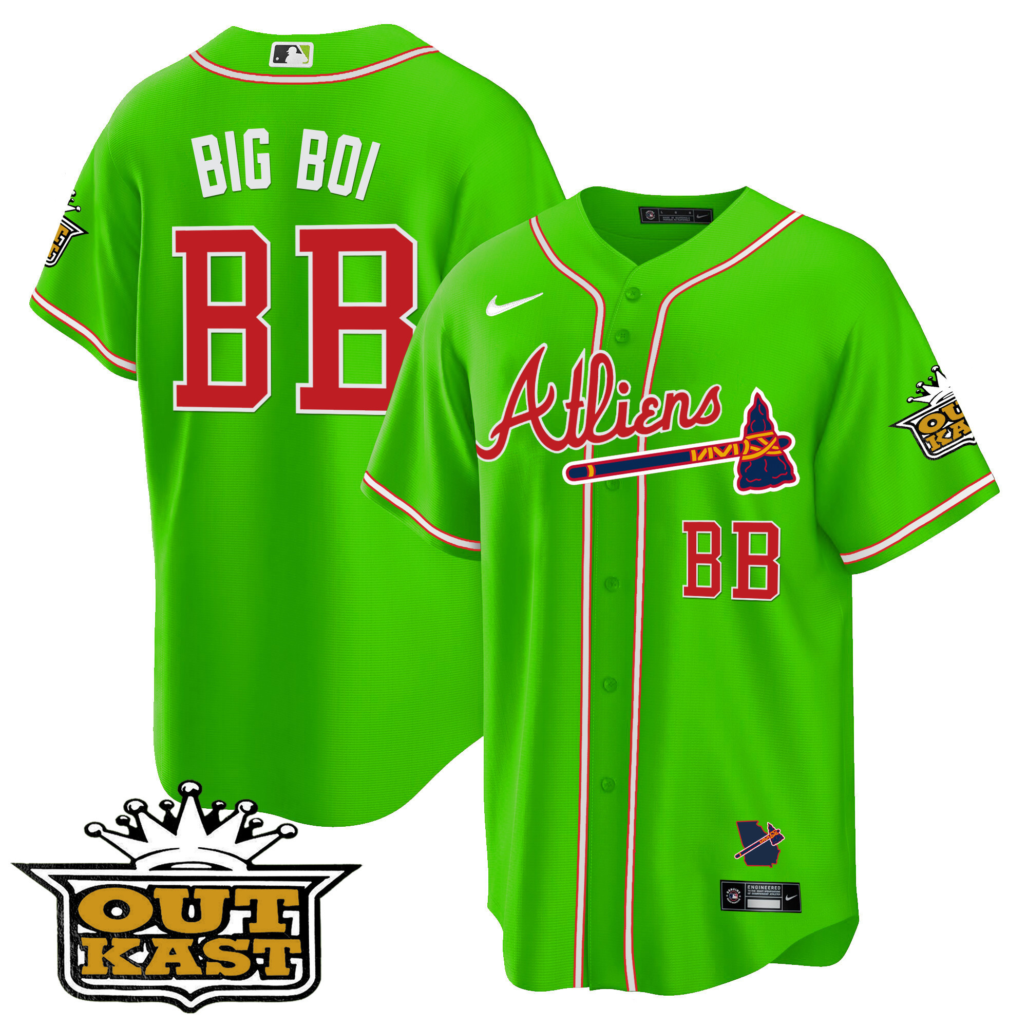 Youth's Atlanta Braves Atliens Cool Base Jersey - All Stitched - Image 31