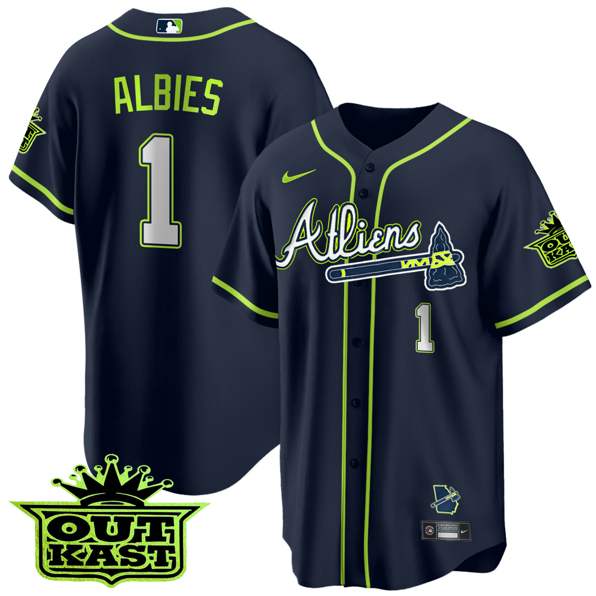 Youth's Atlanta Braves Atliens Cool Base Jersey - All Stitched - Image 8