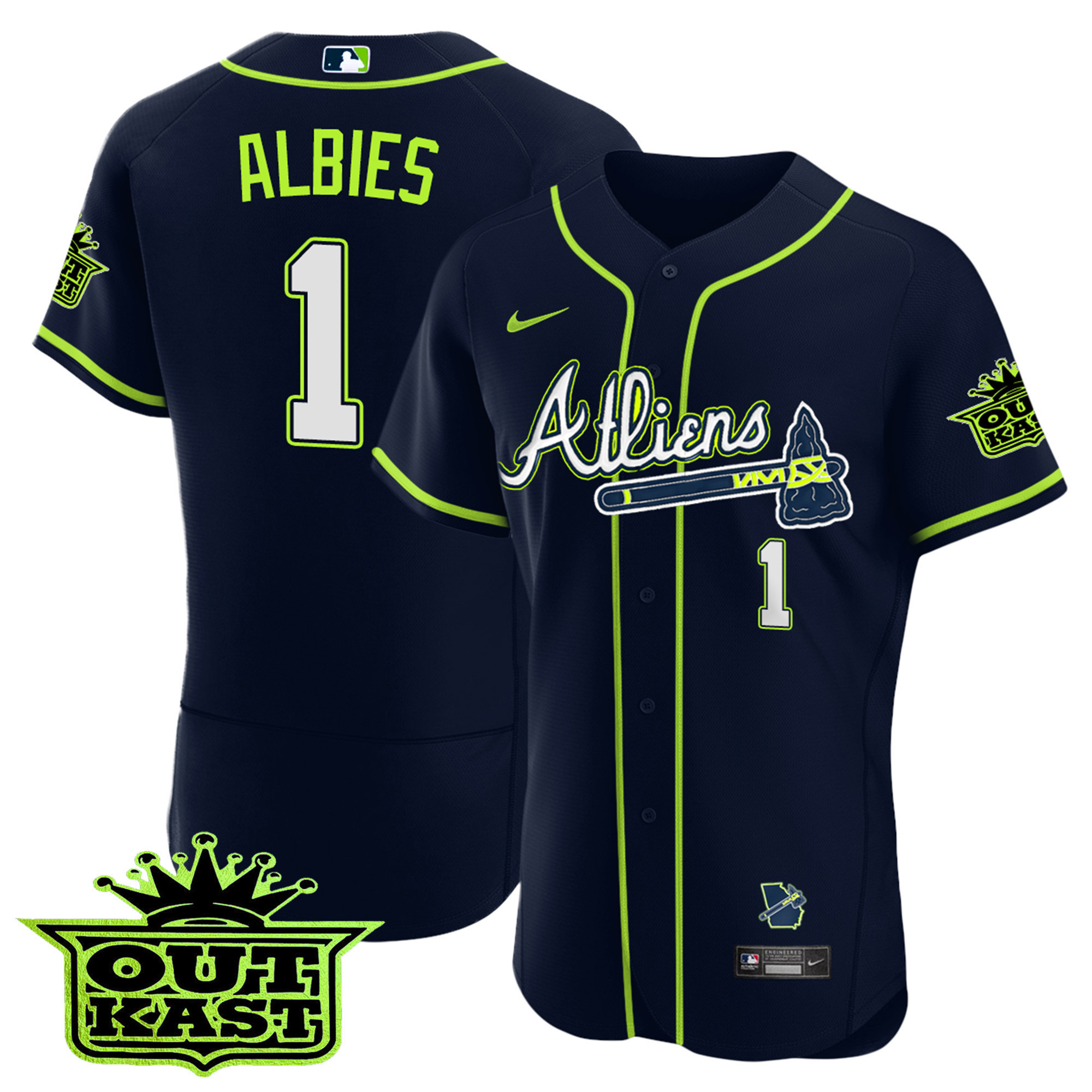 Youth's Atlanta Braves Atliens Flex Base Jersey - All Stitched - Image 8