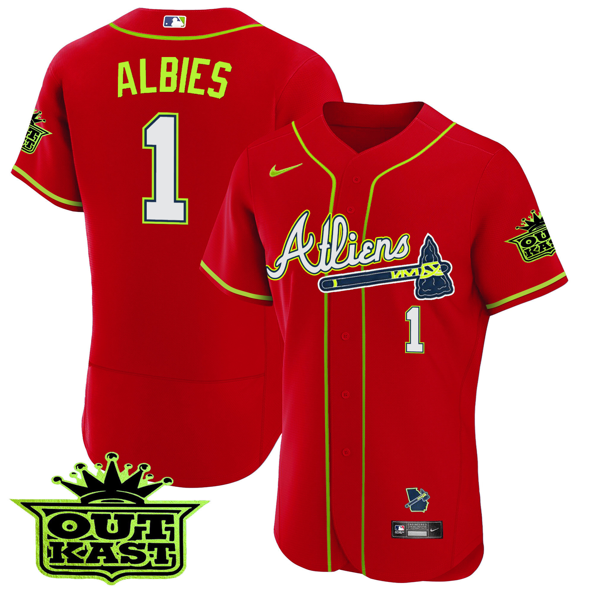 Youth's Atlanta Braves Atliens Flex Base Jersey - All Stitched - Image 44