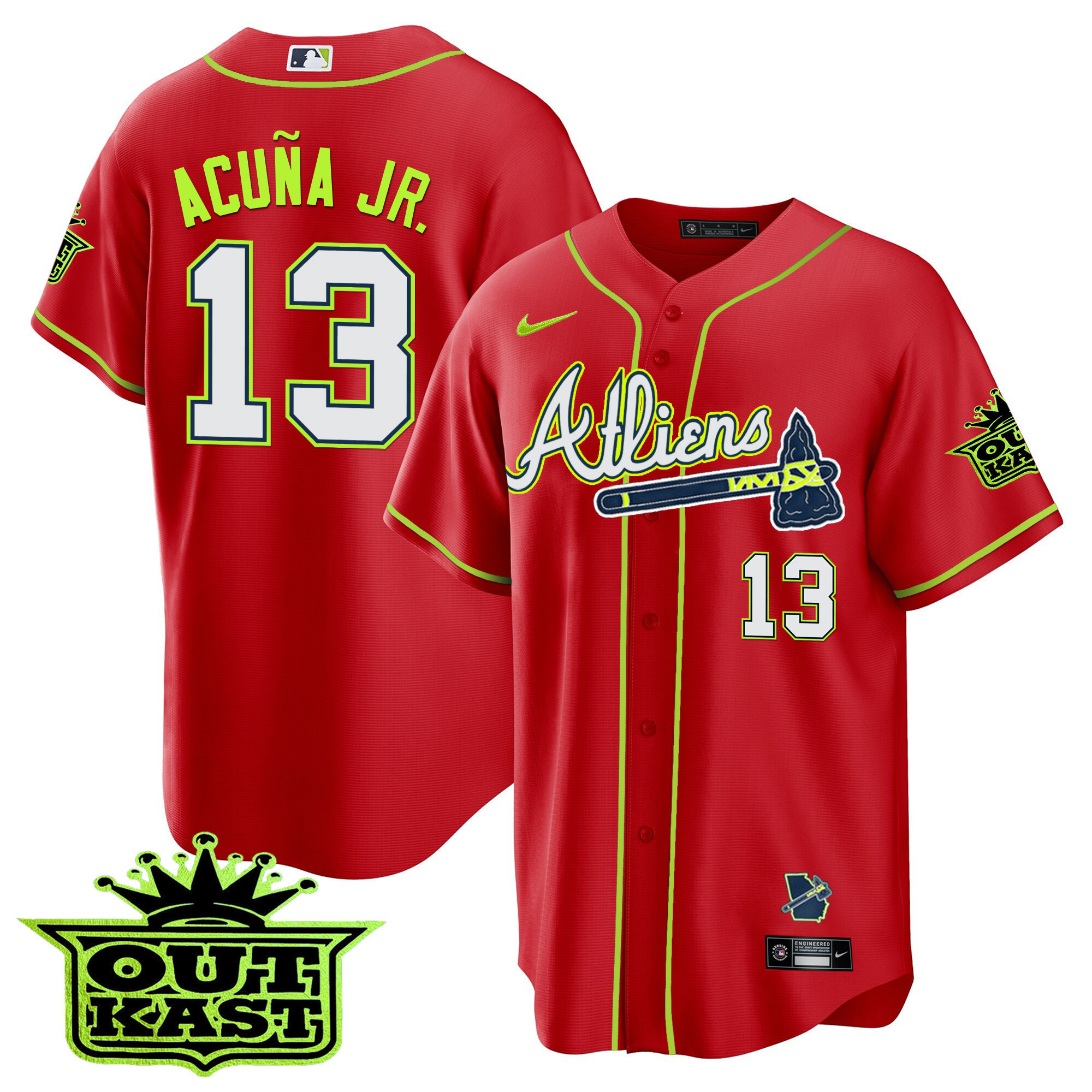 Youth's Atlanta Braves Atliens Cool Base Jersey - All Stitched - Image 37