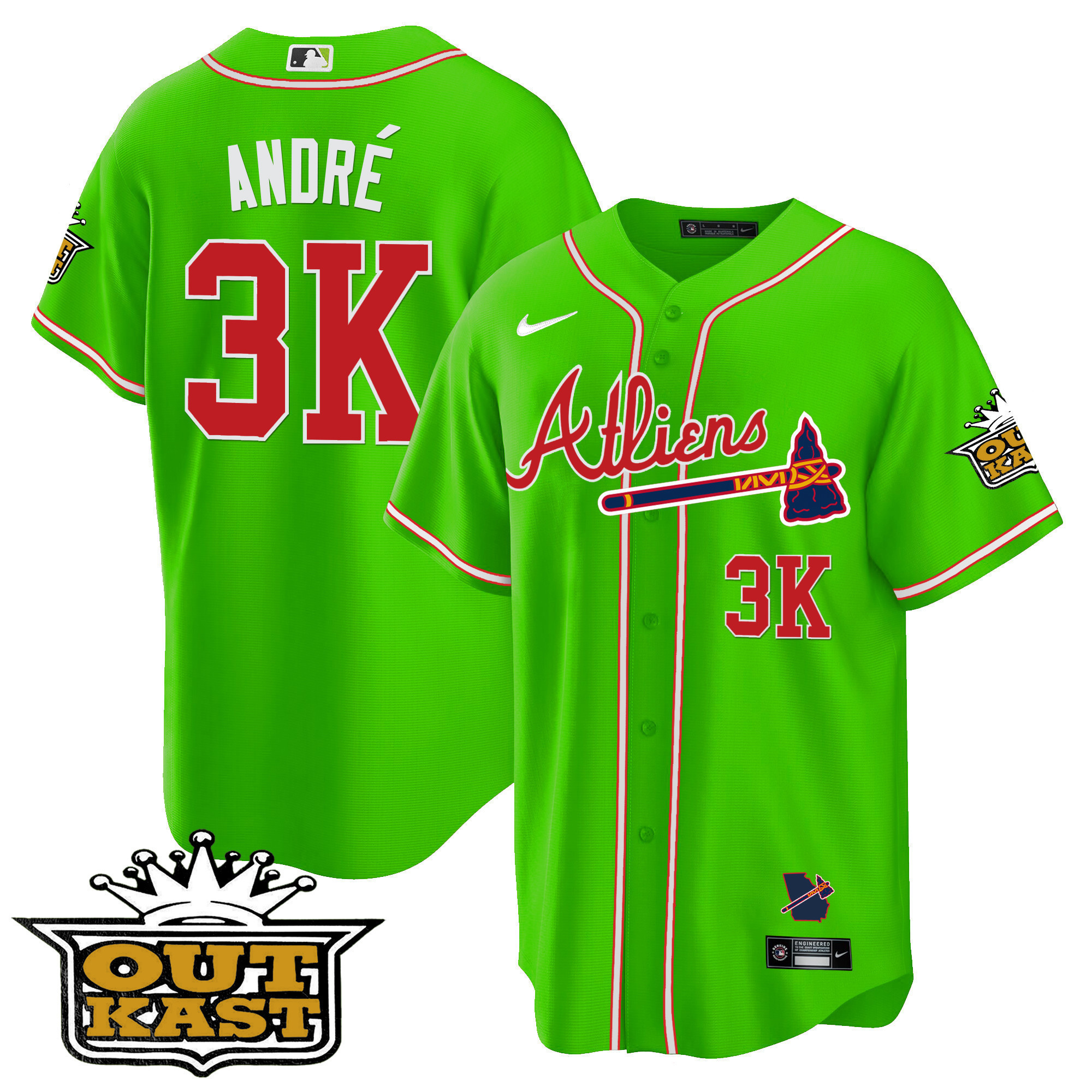 Youth's Atlanta Braves Atliens Cool Base Jersey - All Stitched - Image 30