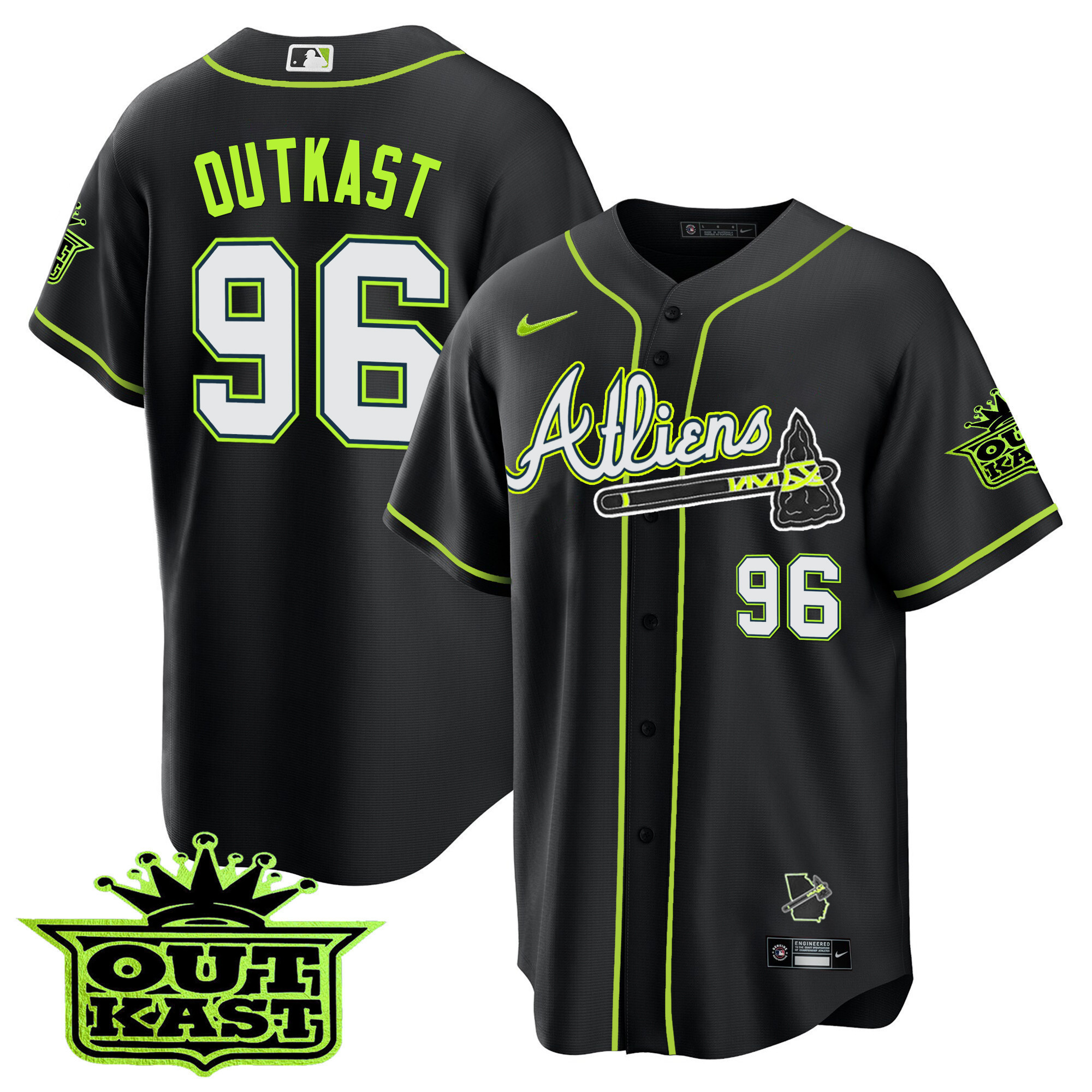 Youth's Atlanta Braves Atliens Cool Base Jersey - All Stitched - Image 47