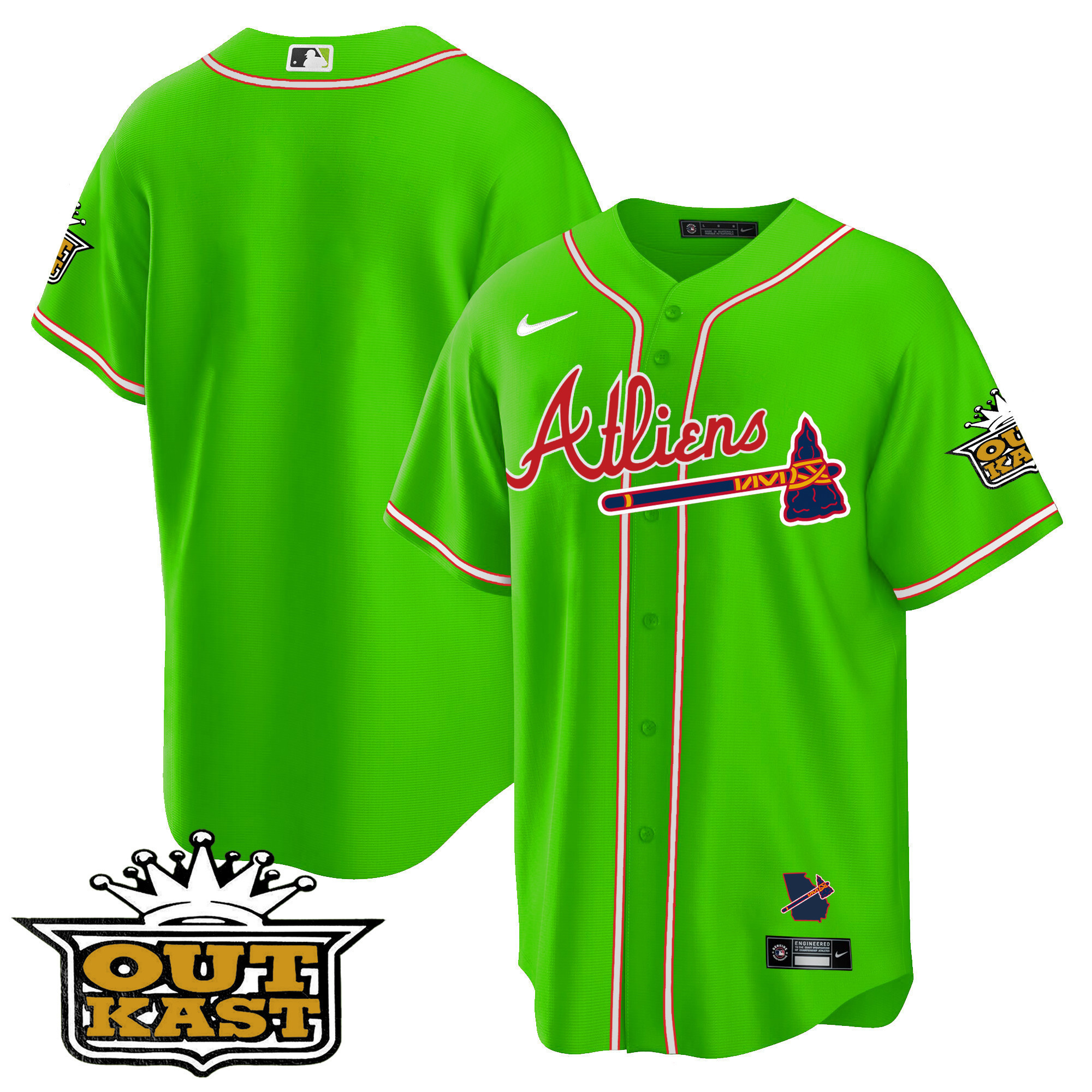 Youth's Atlanta Braves Atliens Cool Base Jersey - All Stitched - Image 36