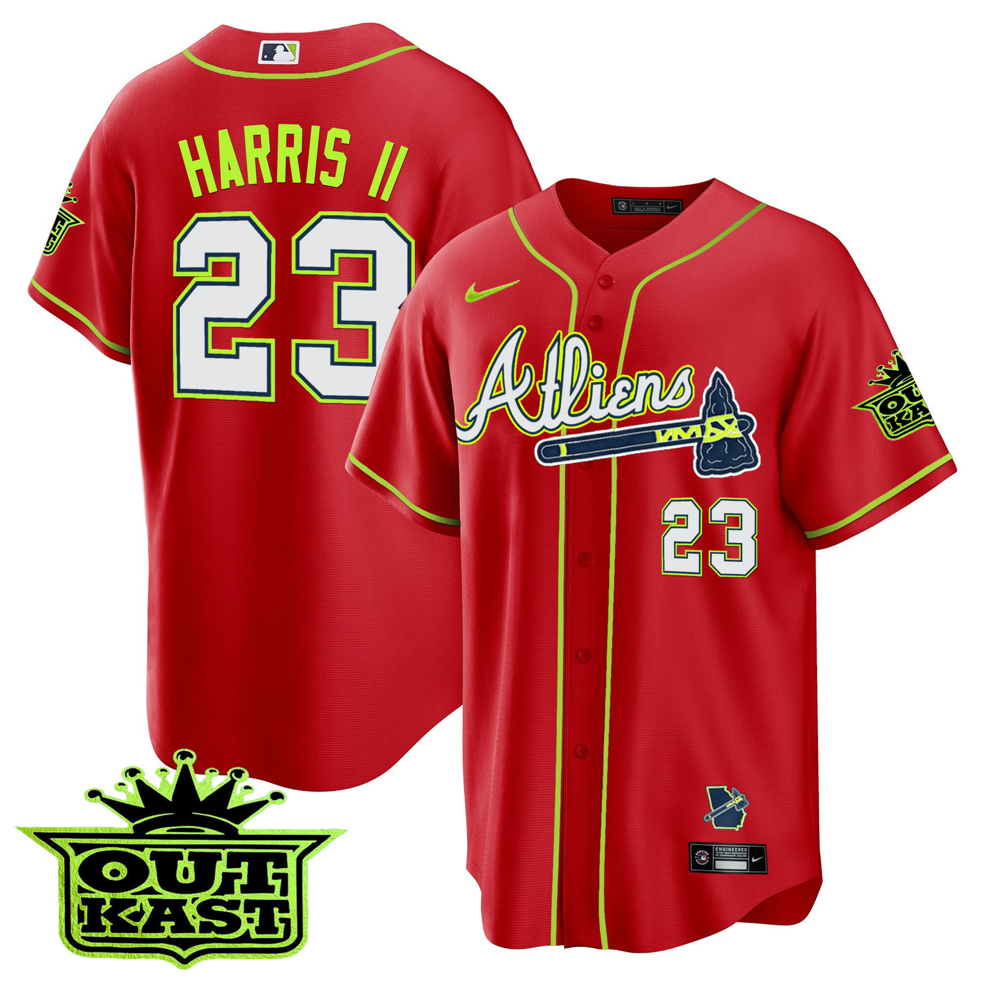 Youth's Atlanta Braves Atliens Cool Base Jersey - All Stitched - Image 42