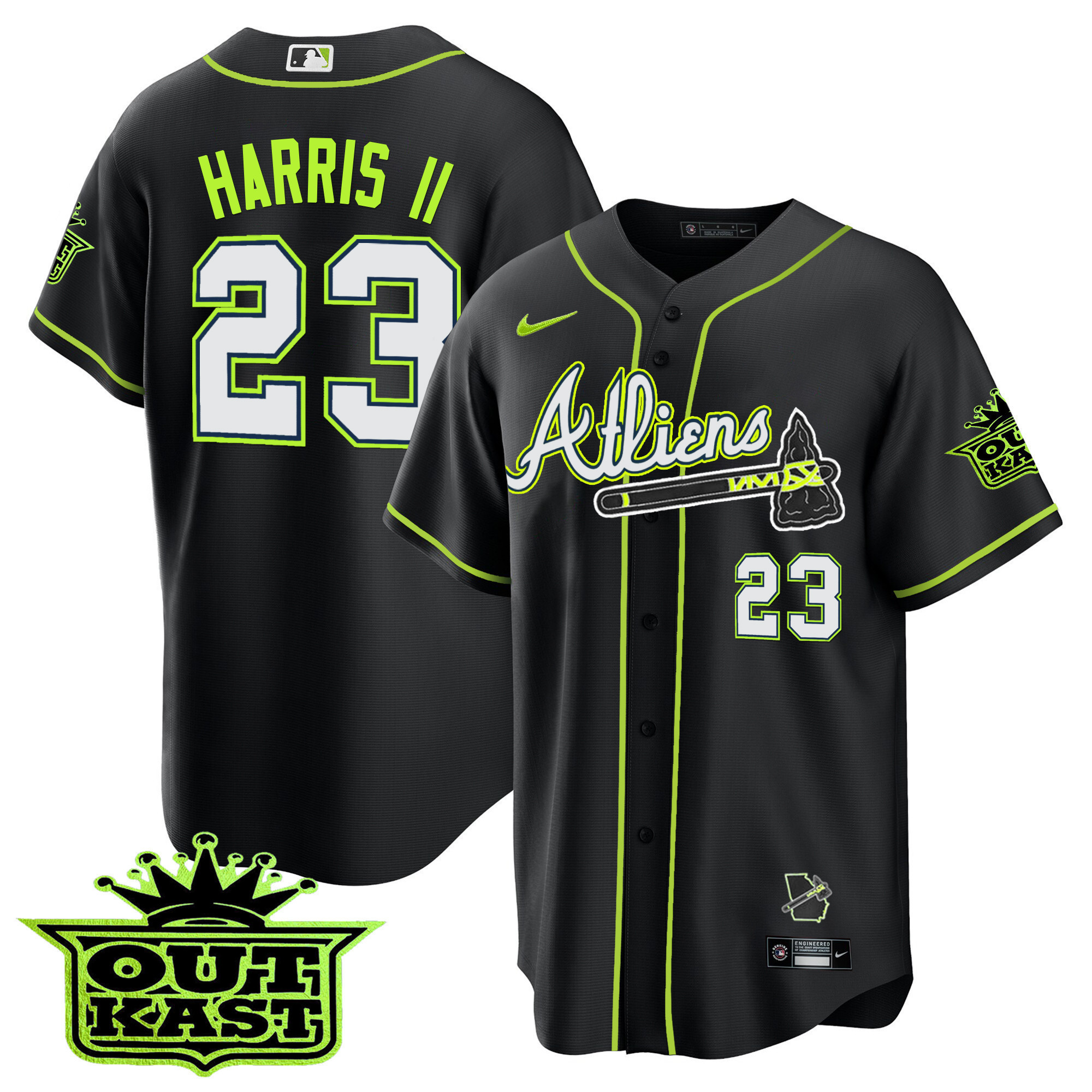 Youth's Atlanta Braves Atliens Cool Base Jersey - All Stitched - Image 51