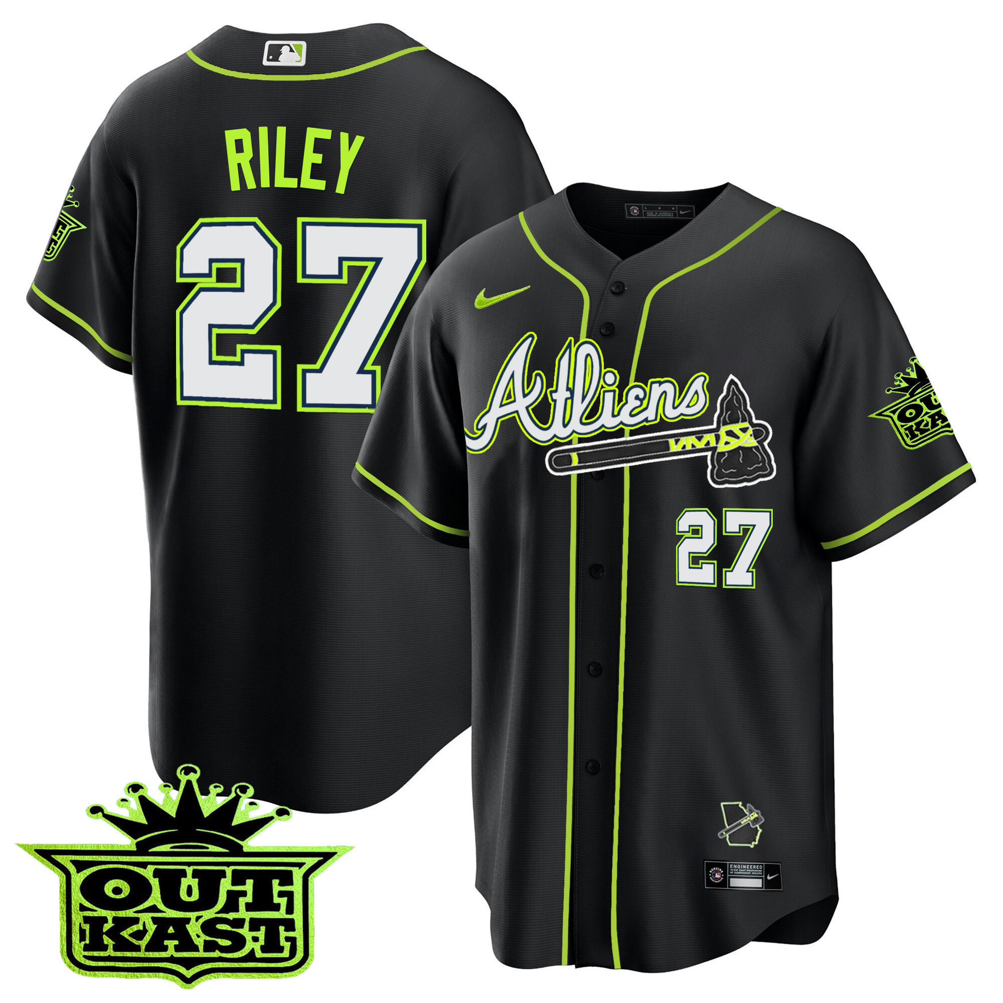 Youth's Atlanta Braves Atliens Cool Base Jersey - All Stitched - Image 50