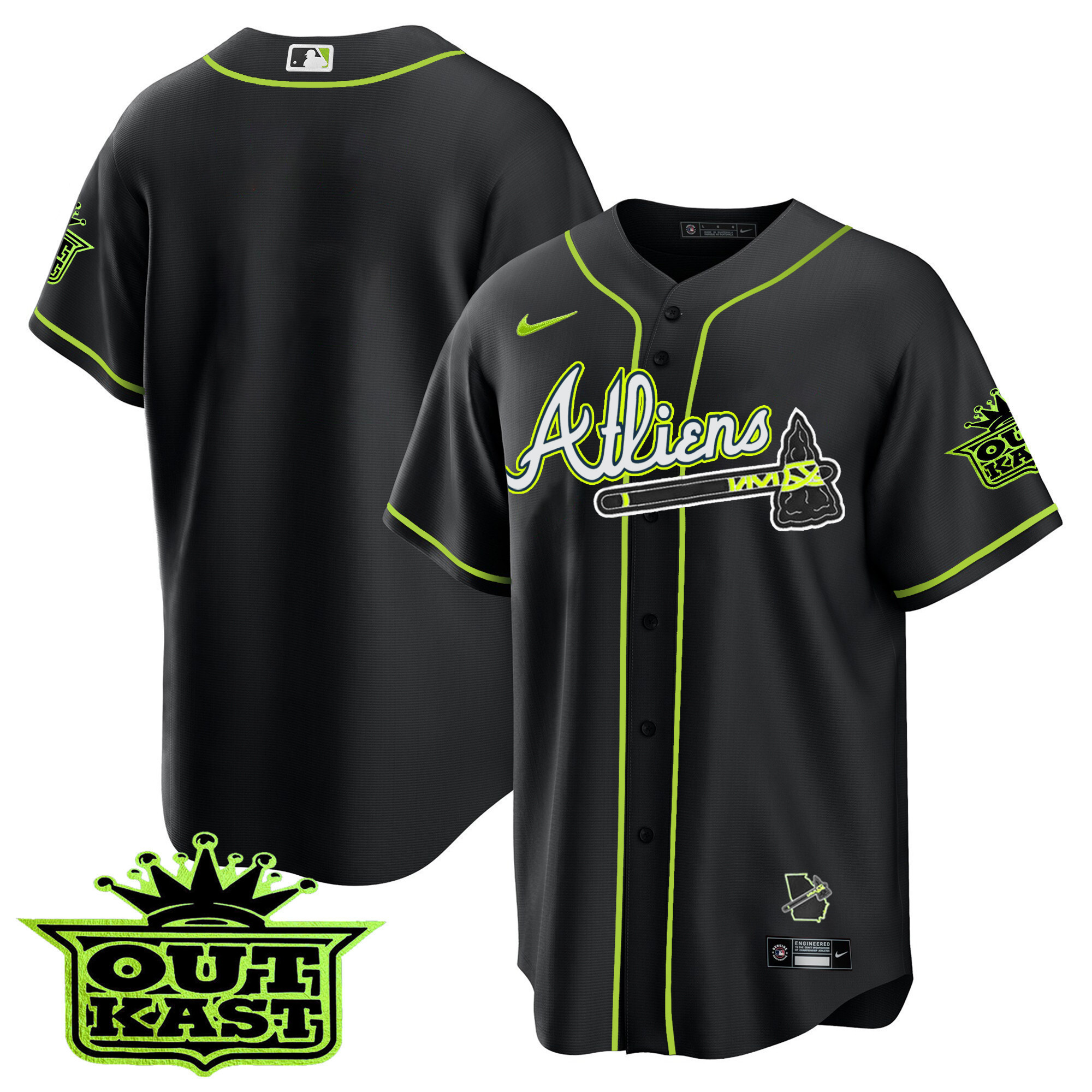 Youth's Atlanta Braves Atliens Cool Base Jersey - All Stitched - Image 54