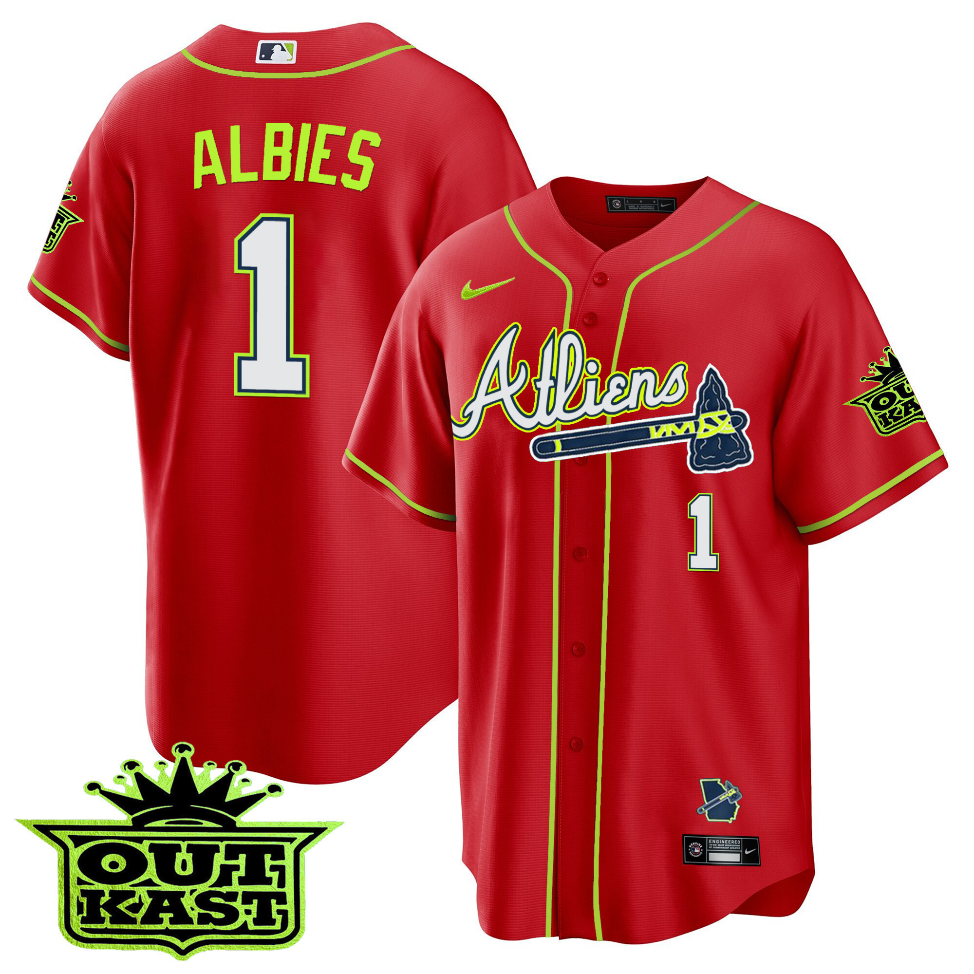 Youth's Atlanta Braves Atliens Cool Base Jersey - All Stitched - Image 44