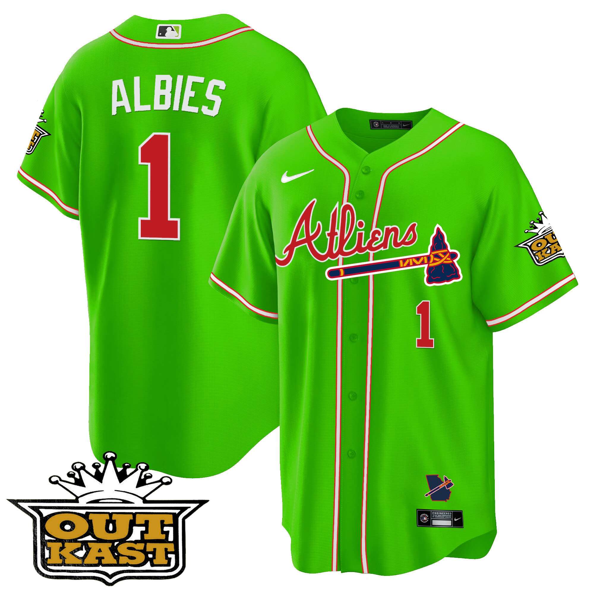 Youth's Atlanta Braves Atliens Cool Base Jersey - All Stitched - Image 35