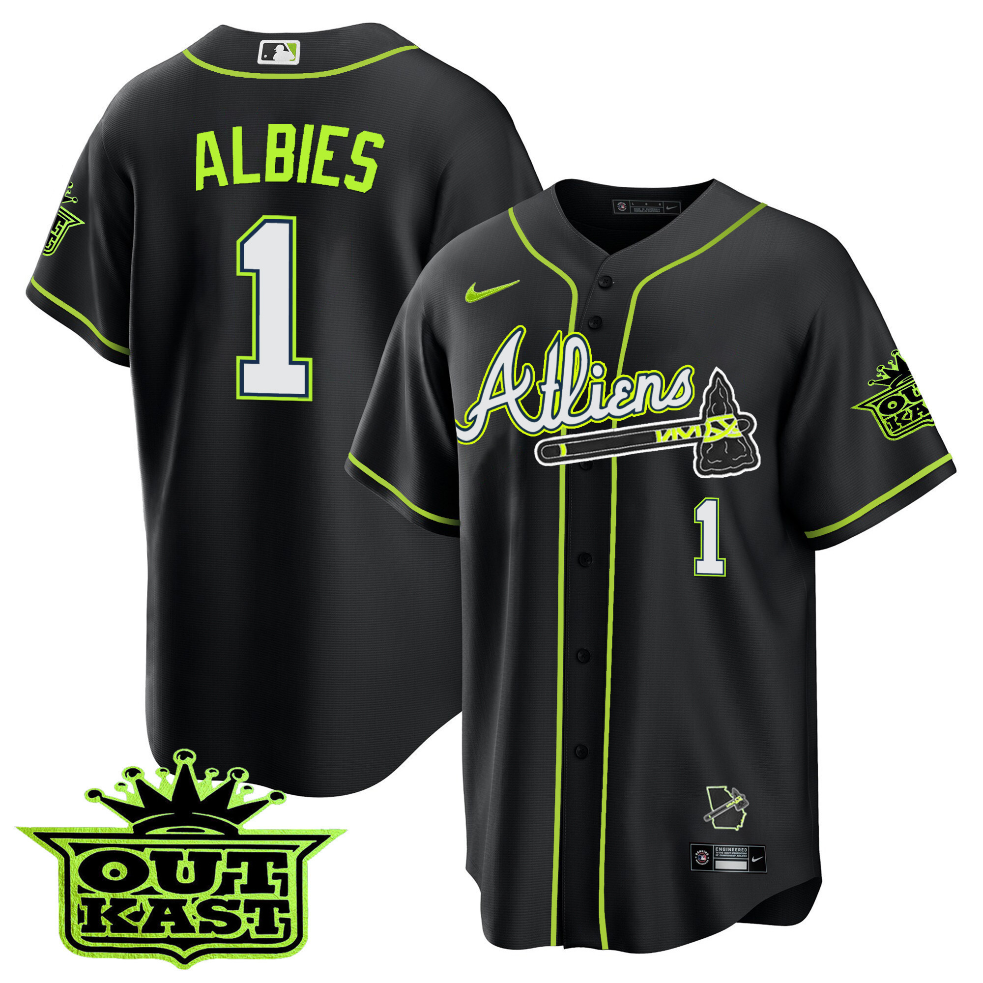 Youth's Atlanta Braves Atliens Cool Base Jersey - All Stitched - Image 53