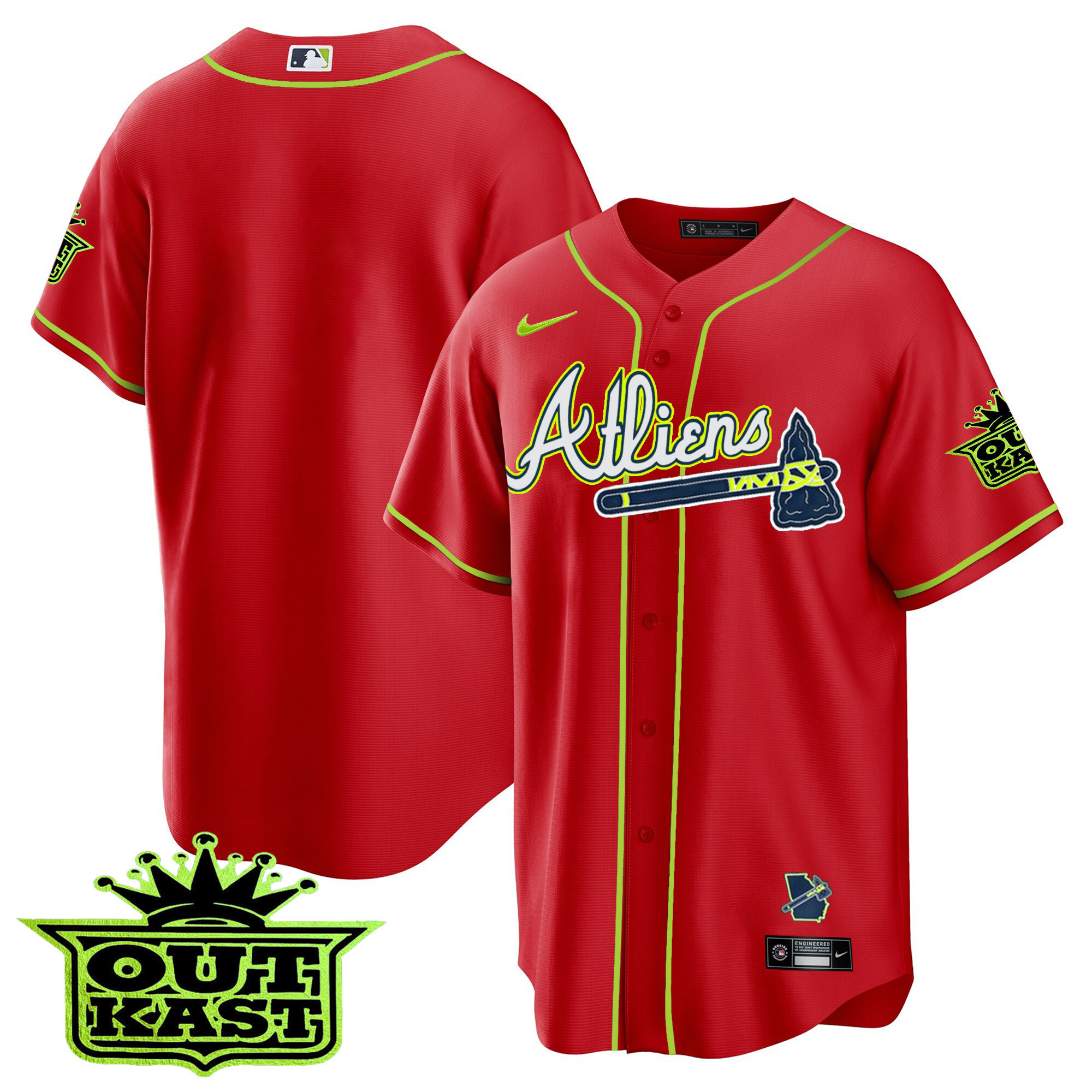 Youth's Atlanta Braves Atliens Cool Base Jersey - All Stitched - Image 45