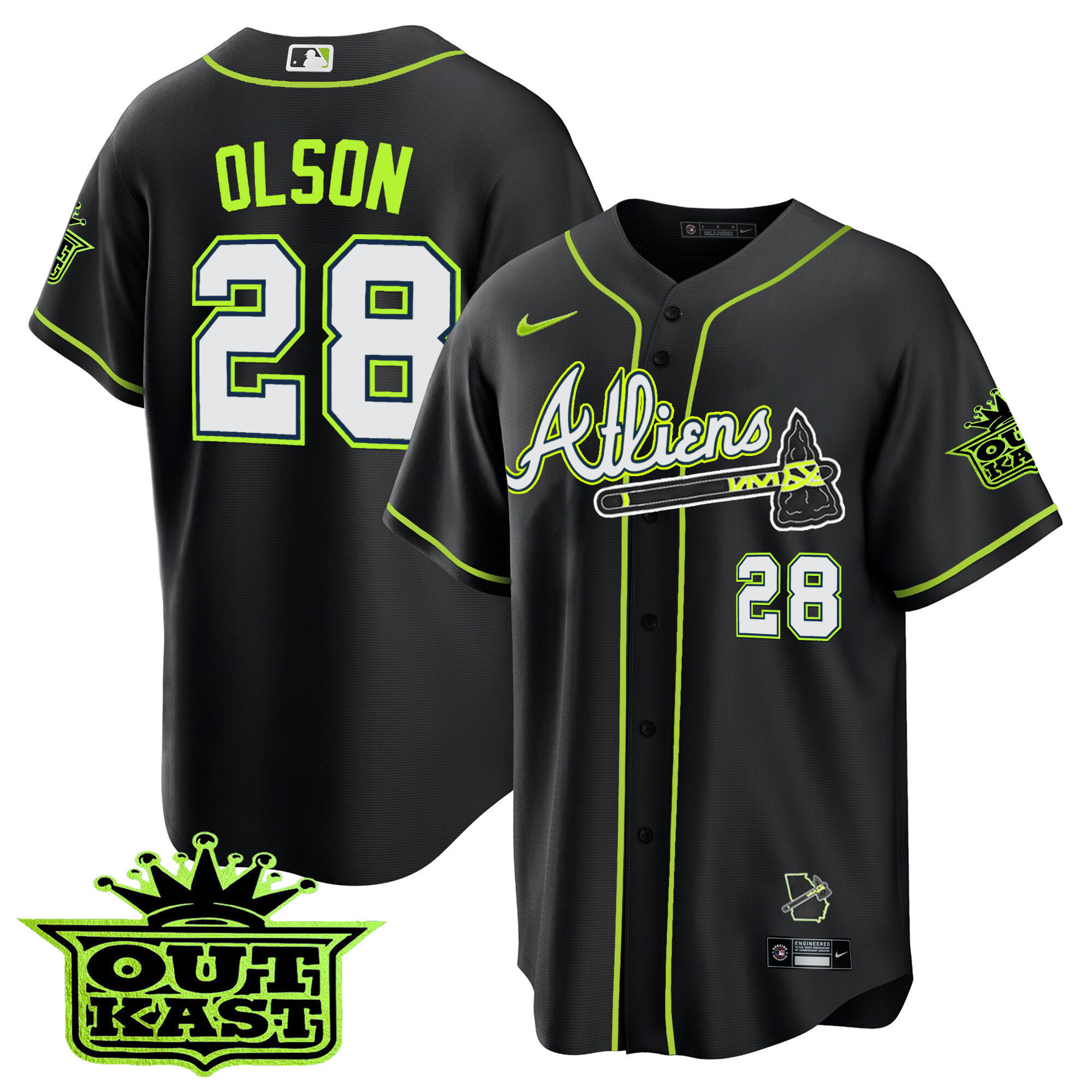 Youth's Atlanta Braves Atliens Cool Base Jersey - All Stitched - Image 52