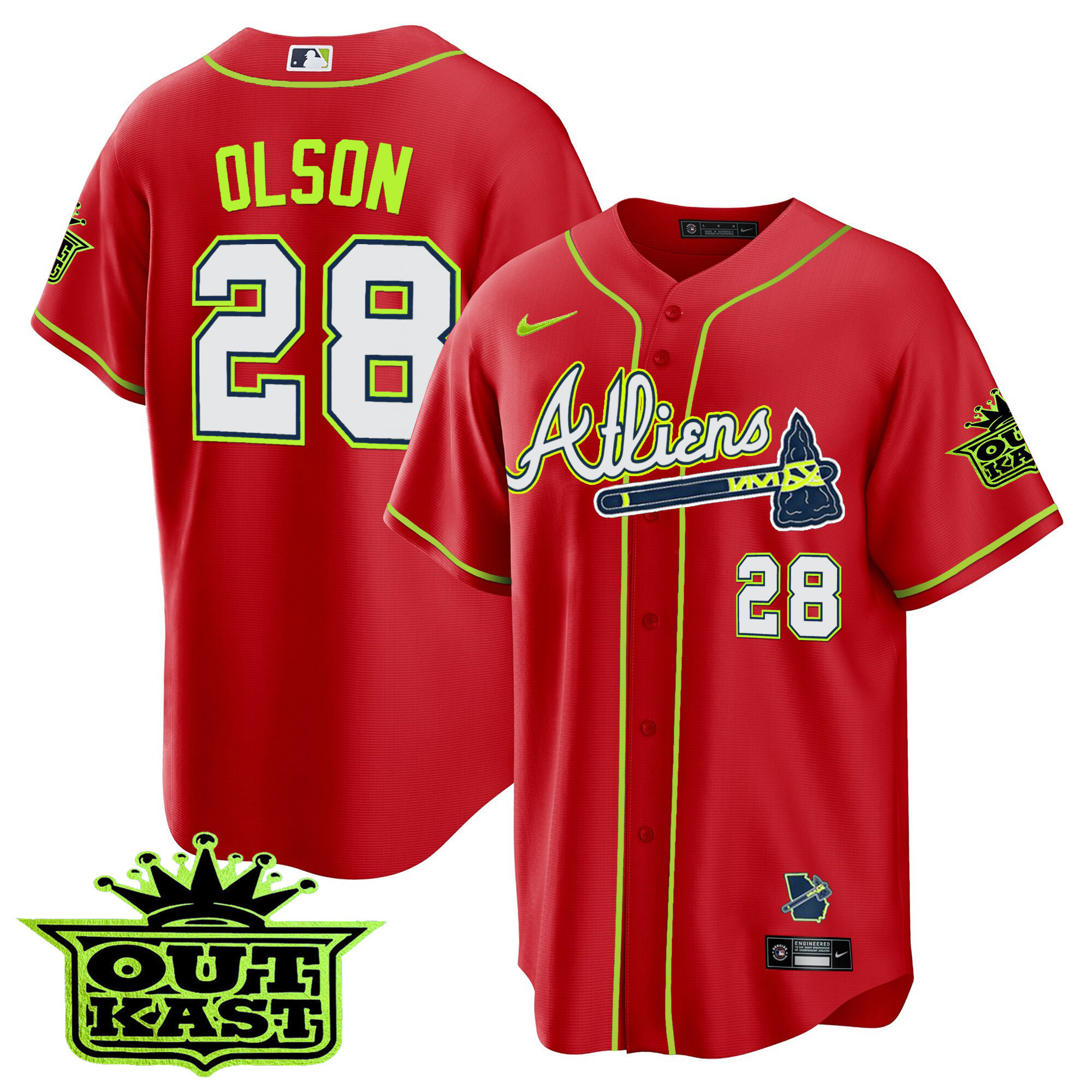 Youth's Atlanta Braves Atliens Cool Base Jersey - All Stitched - Image 43