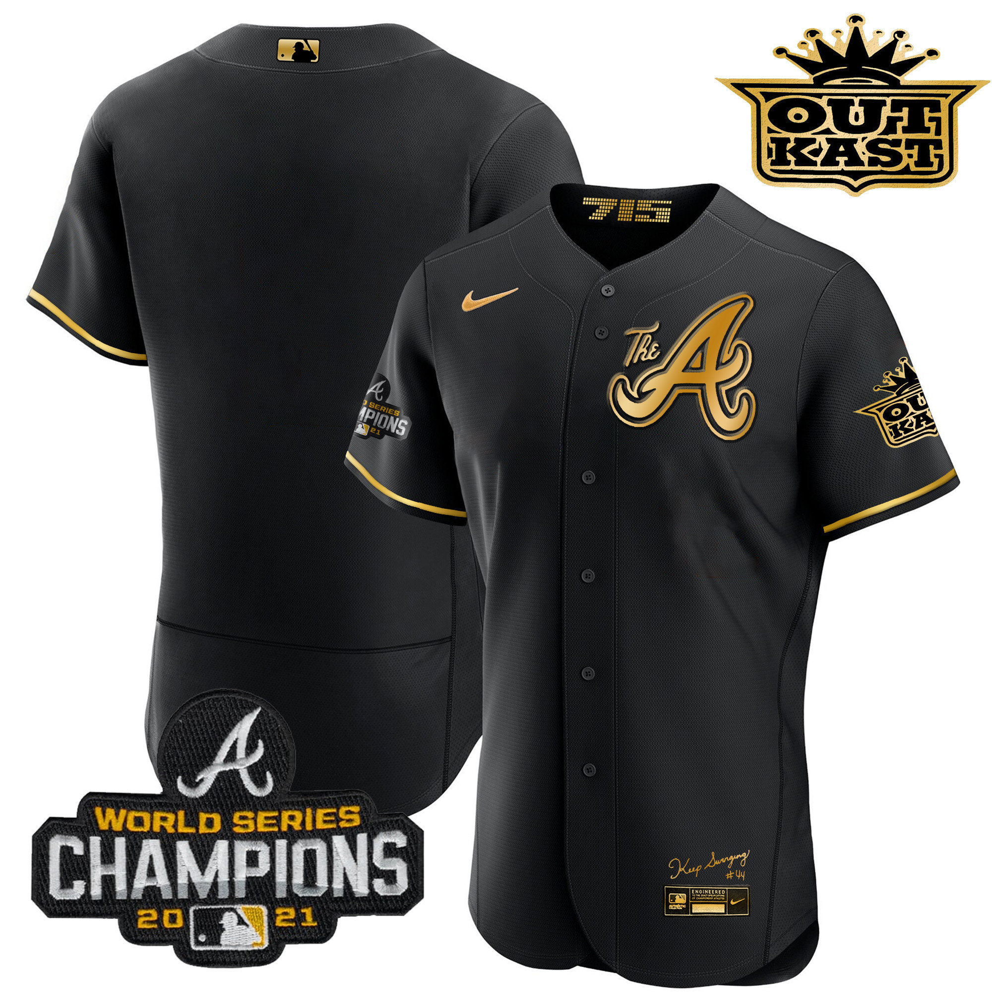 Men's Atlanta Braves Outkast Gold The A Flex Base Jersey – All Stitched - Image 9