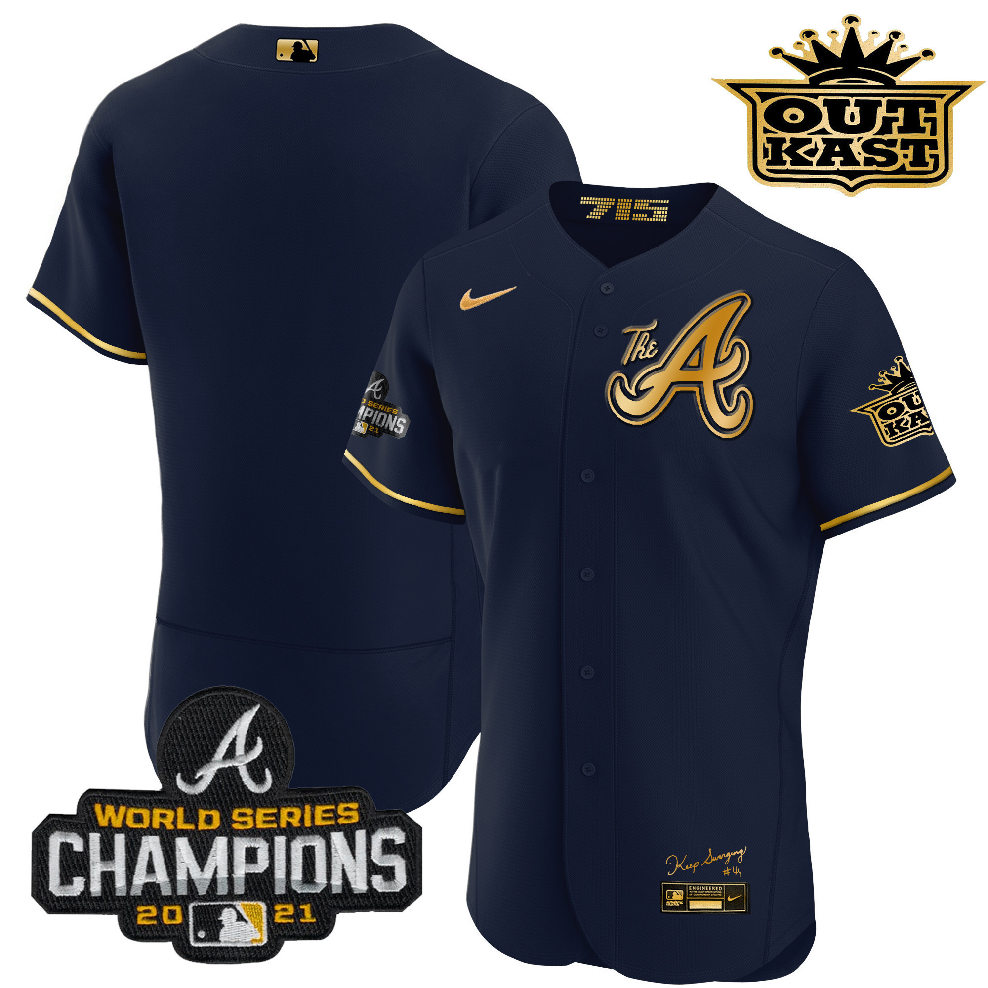 Men's Atlanta Braves Outkast Gold The A Flex Base Jersey – All Stitched - Image 27