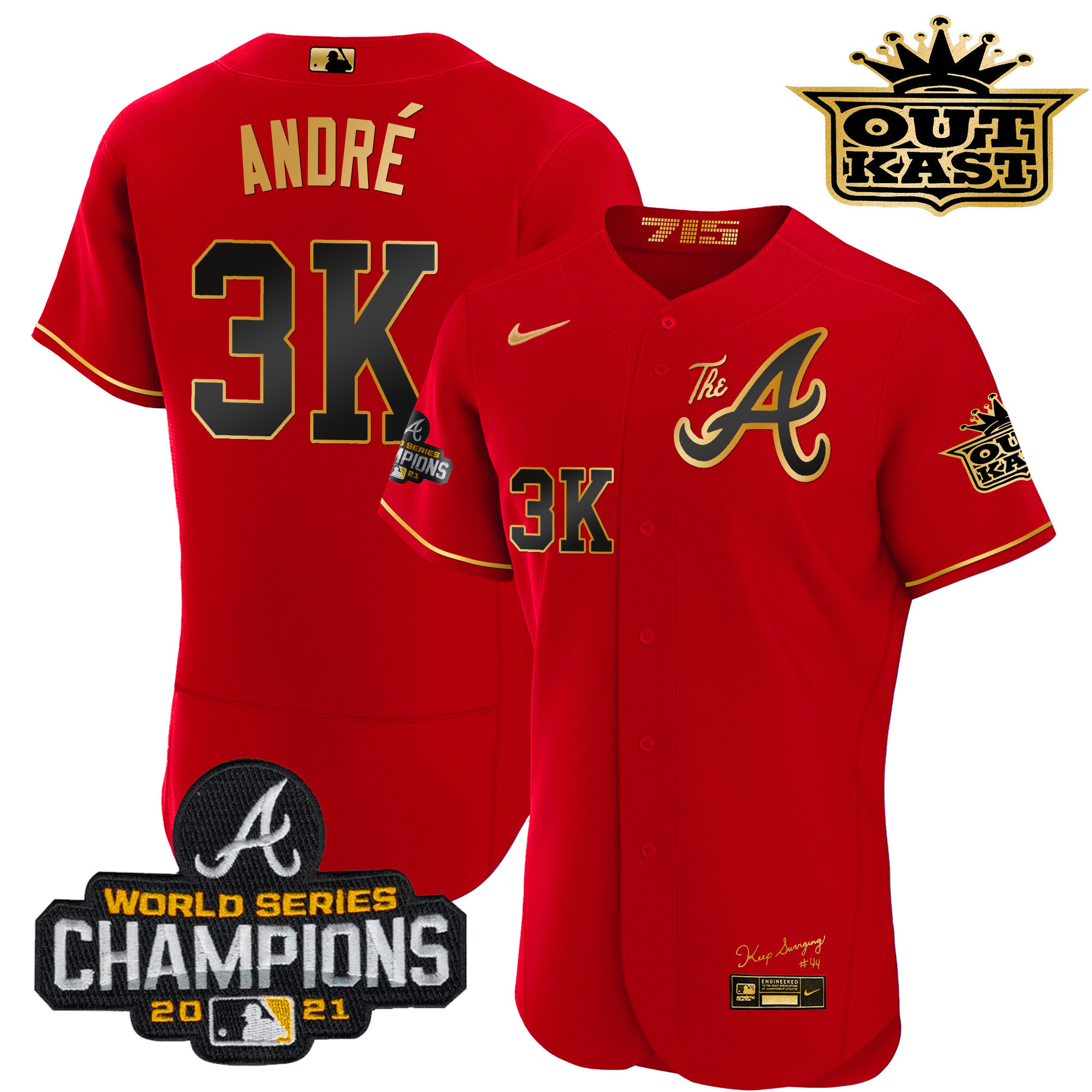Men's Atlanta Braves Outkast Gold The A Flex Base Jersey – All Stitched - Image 30