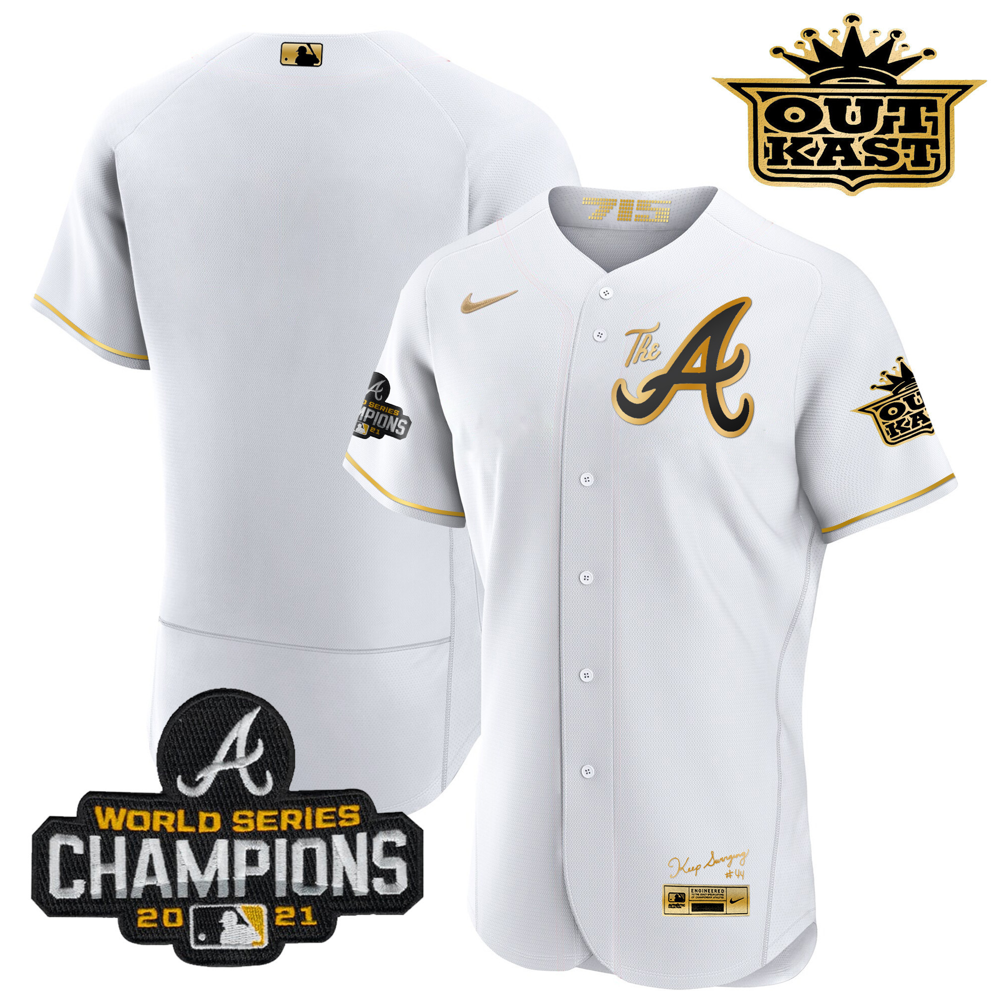 Men's Atlanta Braves Outkast Gold The A Flex Base Jersey – All Stitched - Image 18