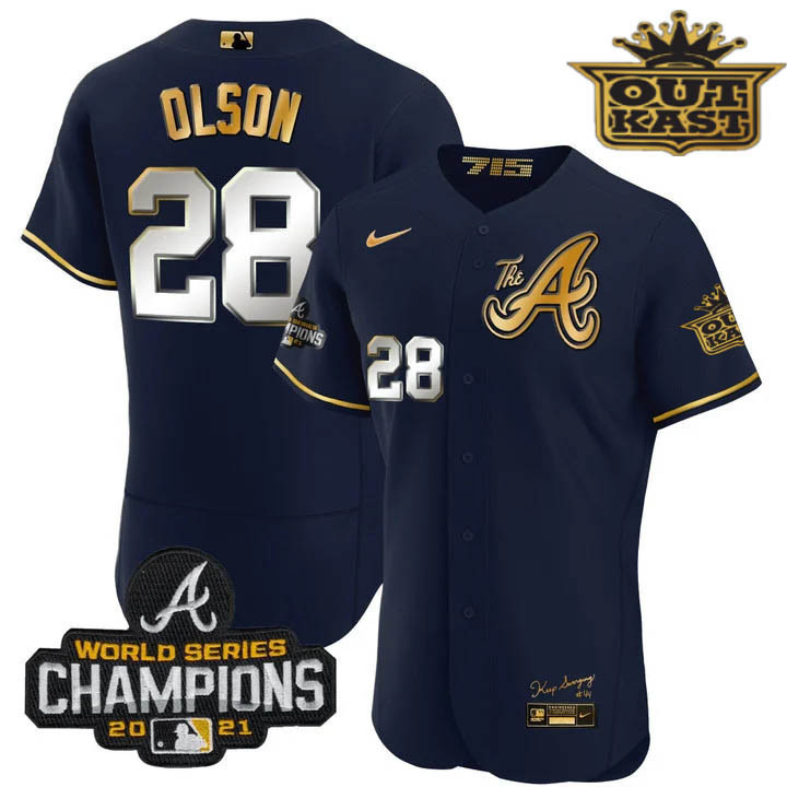 Men's Atlanta Braves Outkast Gold The A Flex Base Jersey – All Stitched - Image 25