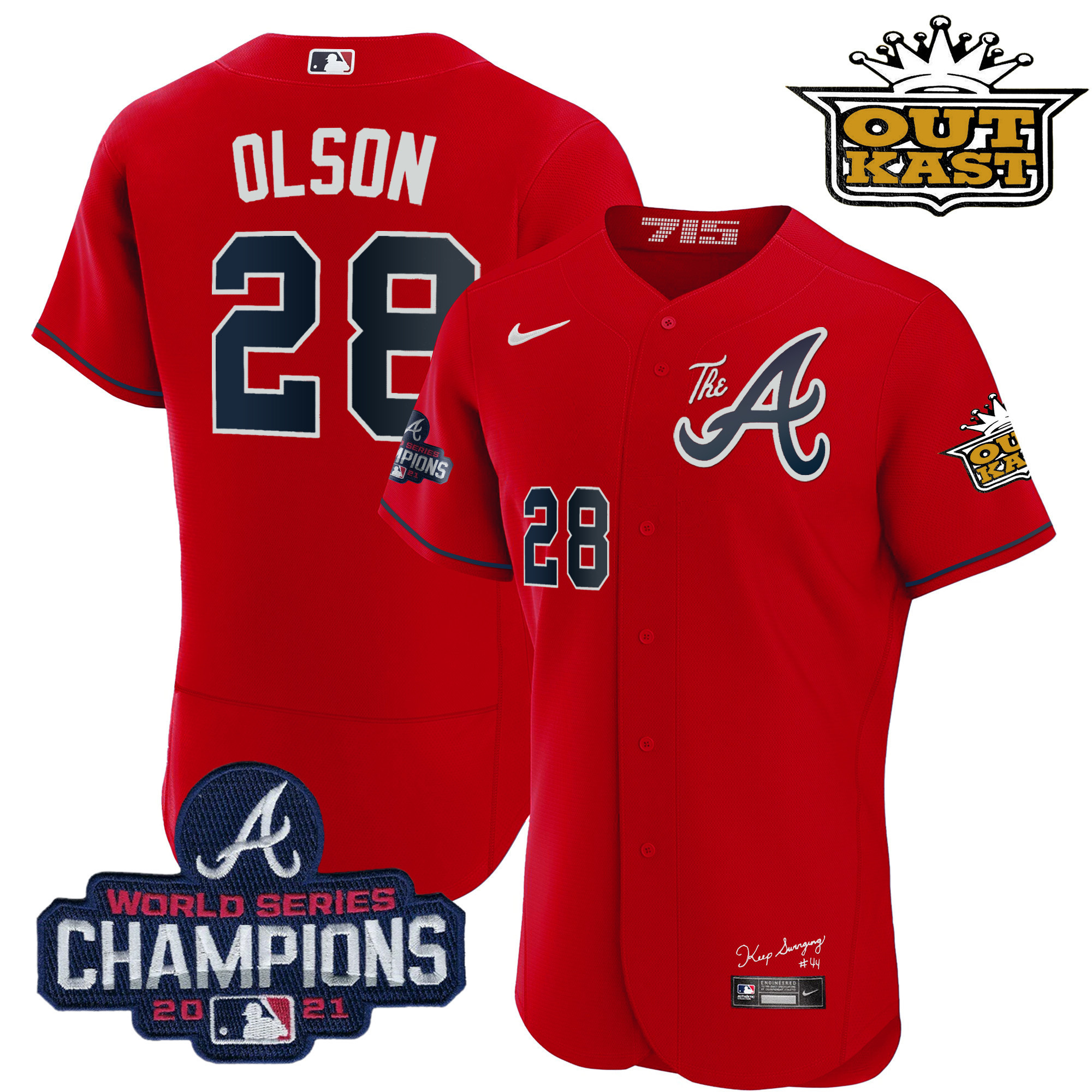 Men's Atlanta Braves Outkast Gold The A Flex Base Jersey – All Stitched - Image 43
