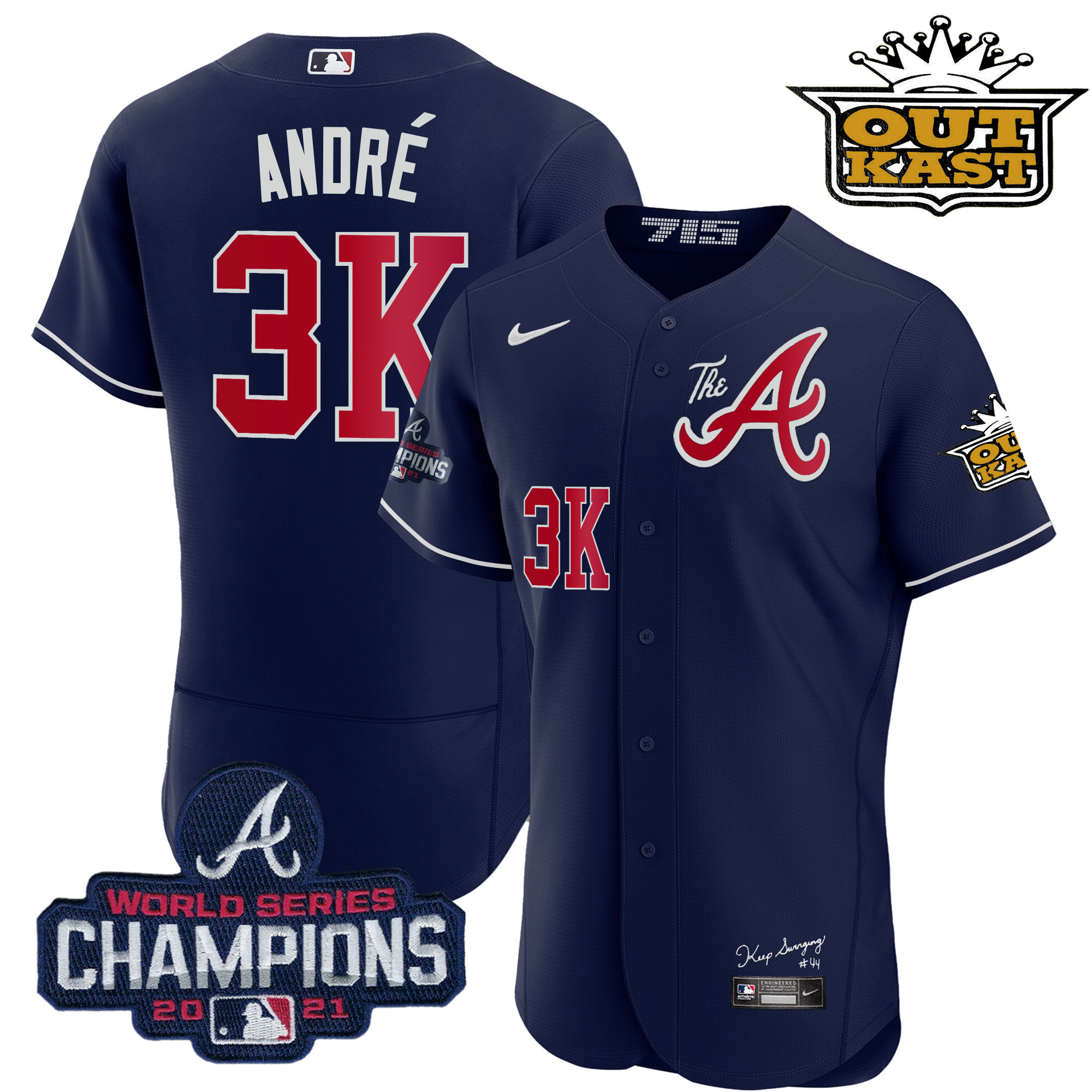 Men's Atlanta Braves Outkast Gold The A Flex Base Jersey – All Stitched - Image 48