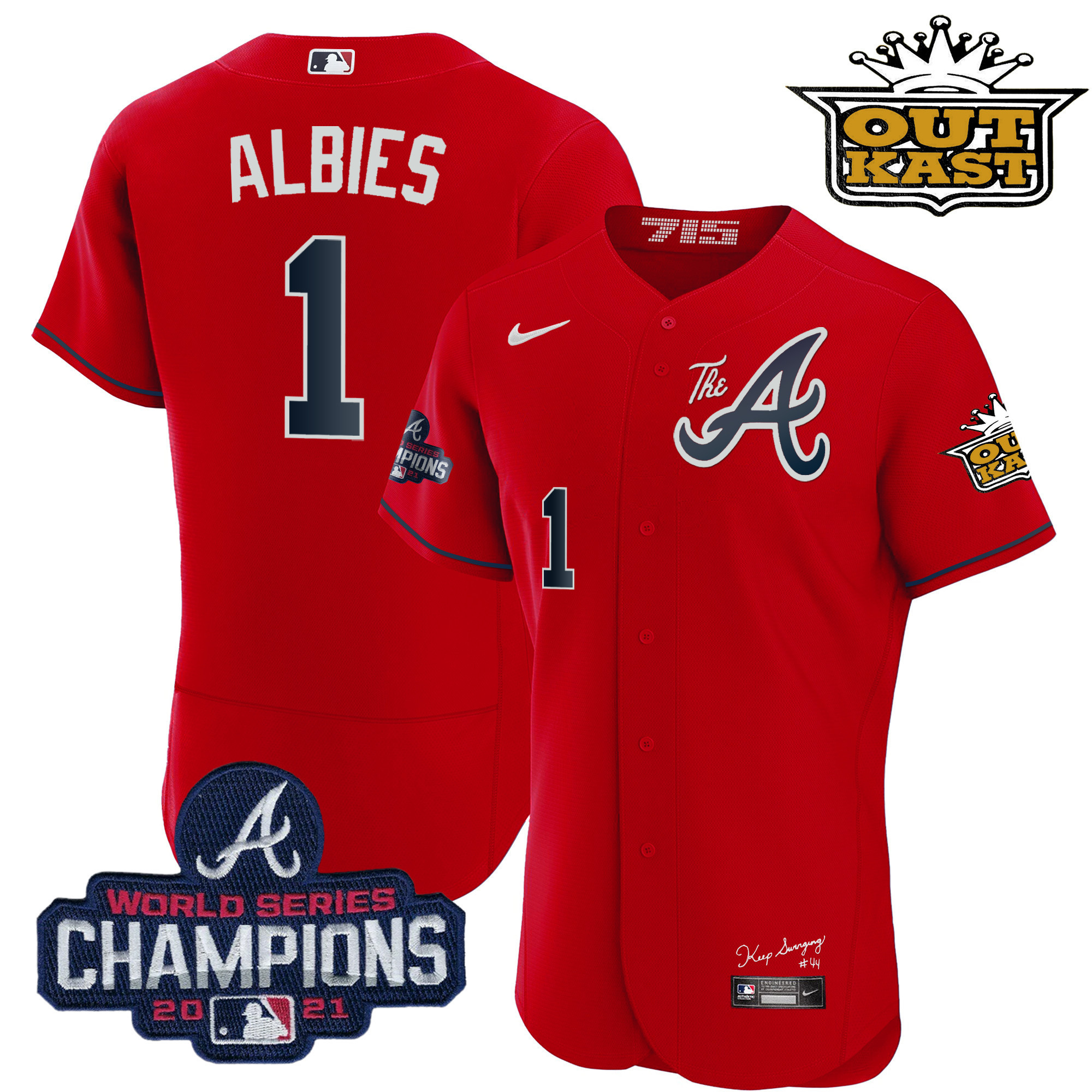 Men's Atlanta Braves Outkast Gold The A Flex Base Jersey – All Stitched - Image 44