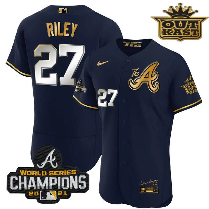 Men's Atlanta Braves Outkast Gold The A Flex Base Jersey – All Stitched - Image 23