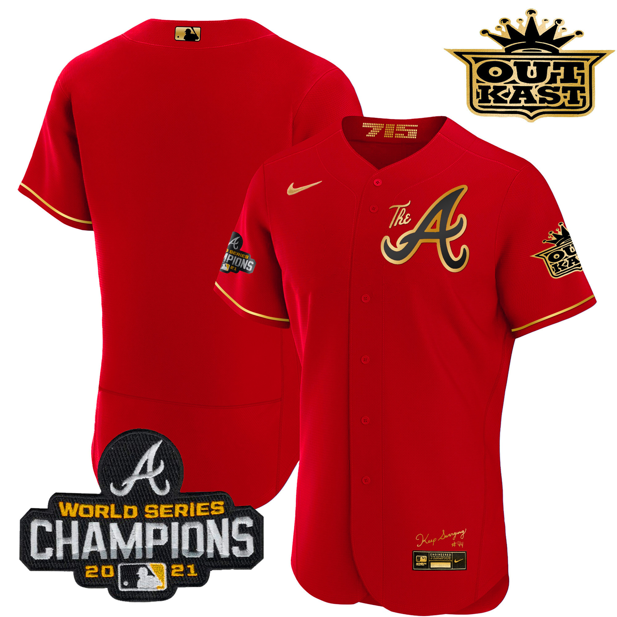 Men's Atlanta Braves Outkast Gold The A Flex Base Jersey – All Stitched - Image 36