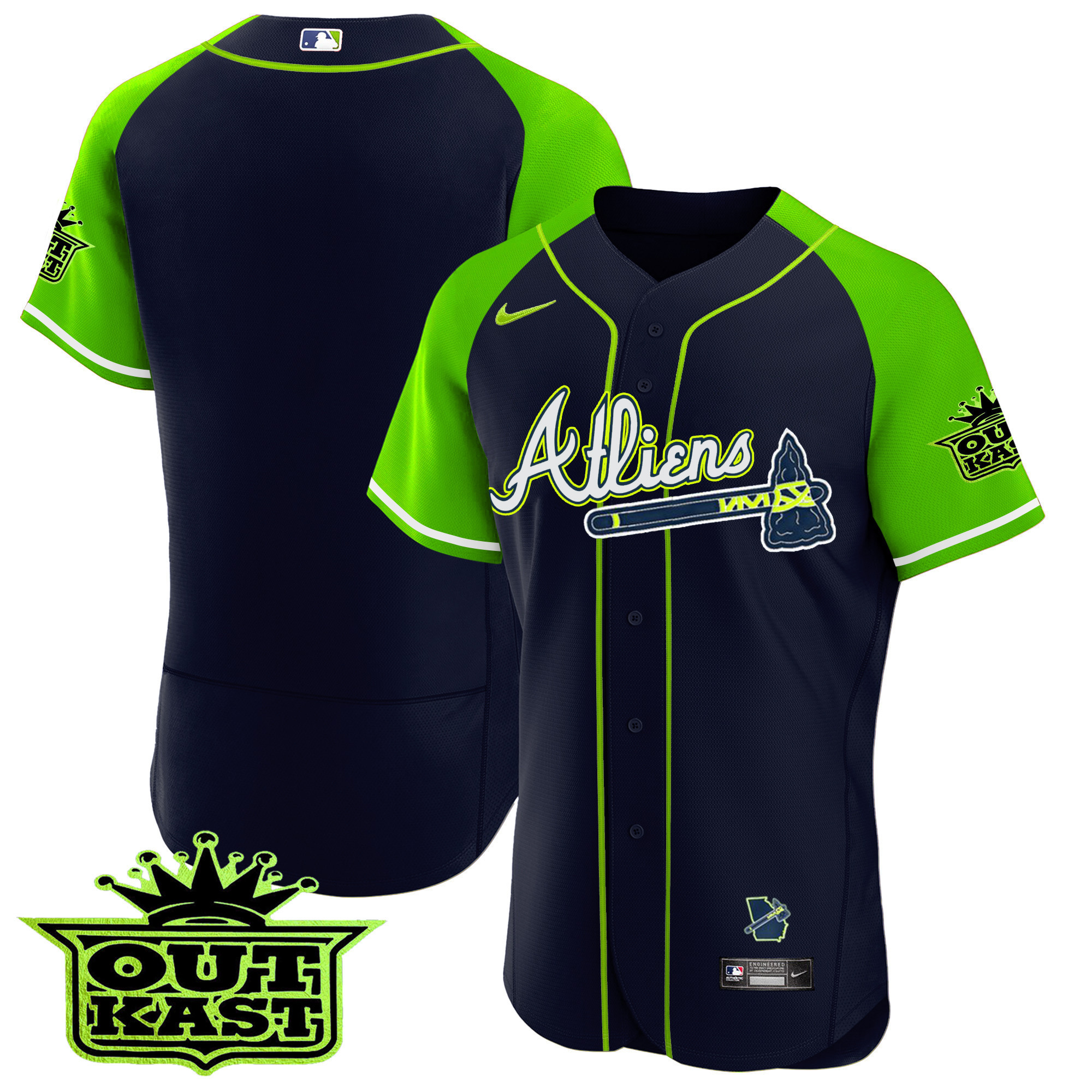 Men's Atlanta Braves Atliens Alternate Flex Base Jersey - All Stitched - Image 9