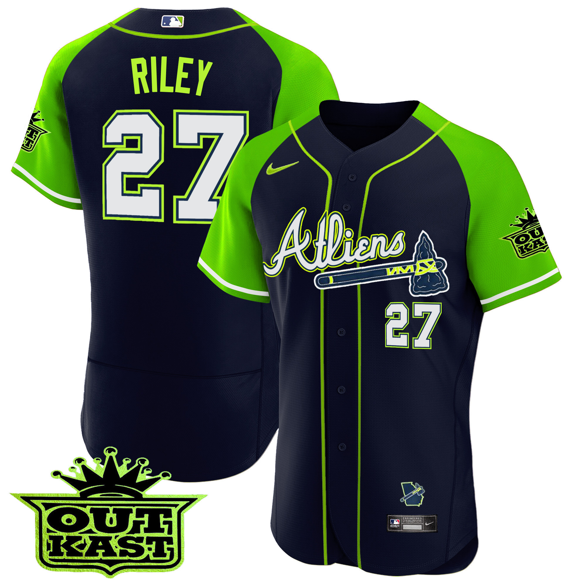 Men's Atlanta Braves Atliens Alternate Flex Base Jersey - All Stitched - Image 5