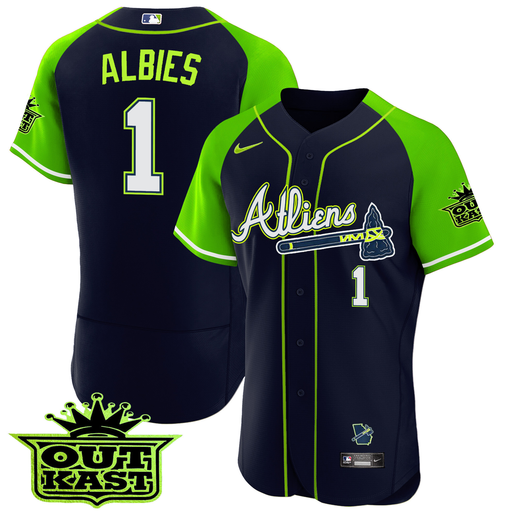 Men's Atlanta Braves Atliens Alternate Flex Base Jersey - All Stitched - Image 8