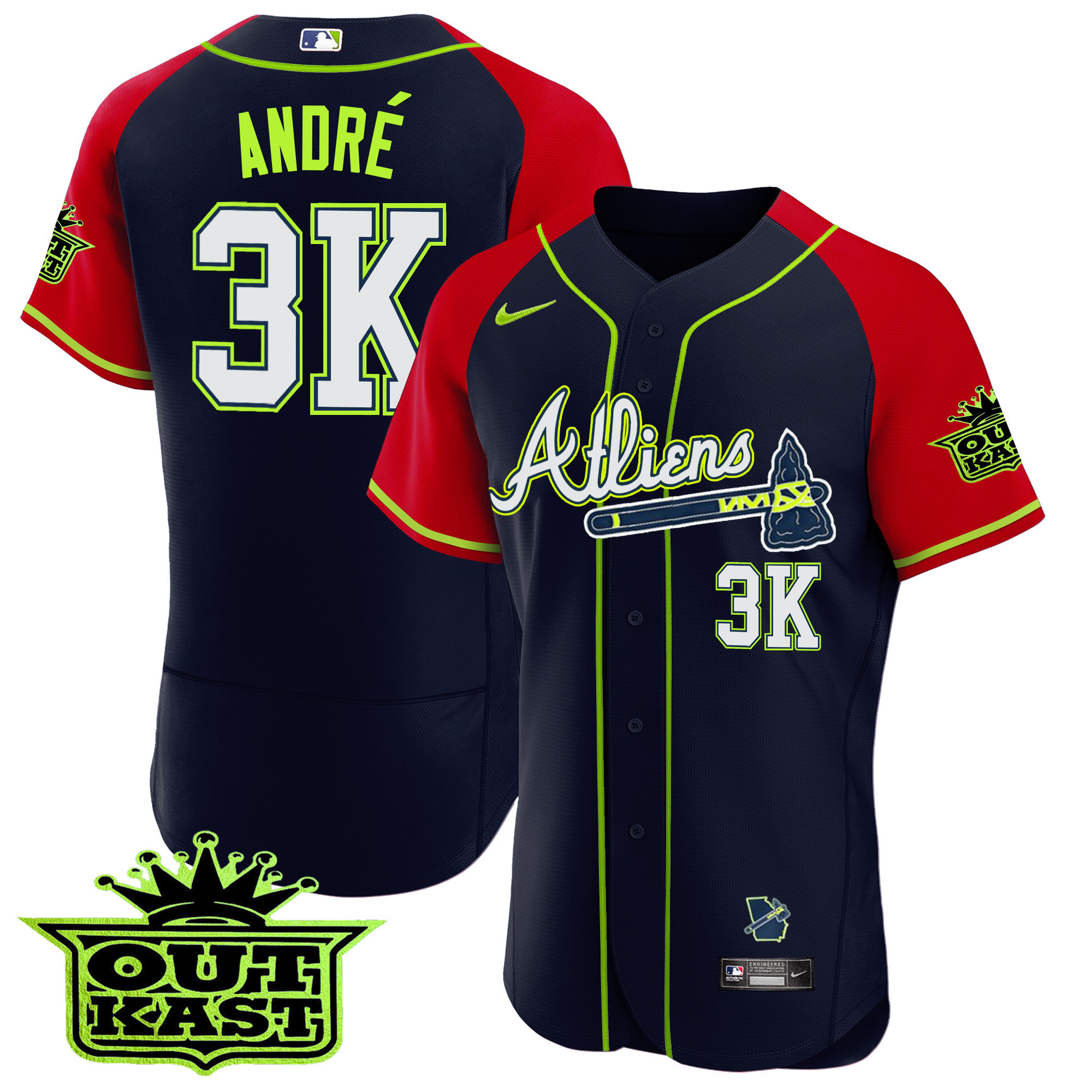 Men's Atlanta Braves Atliens Alternate Flex Base Jersey - All Stitched - Image 12