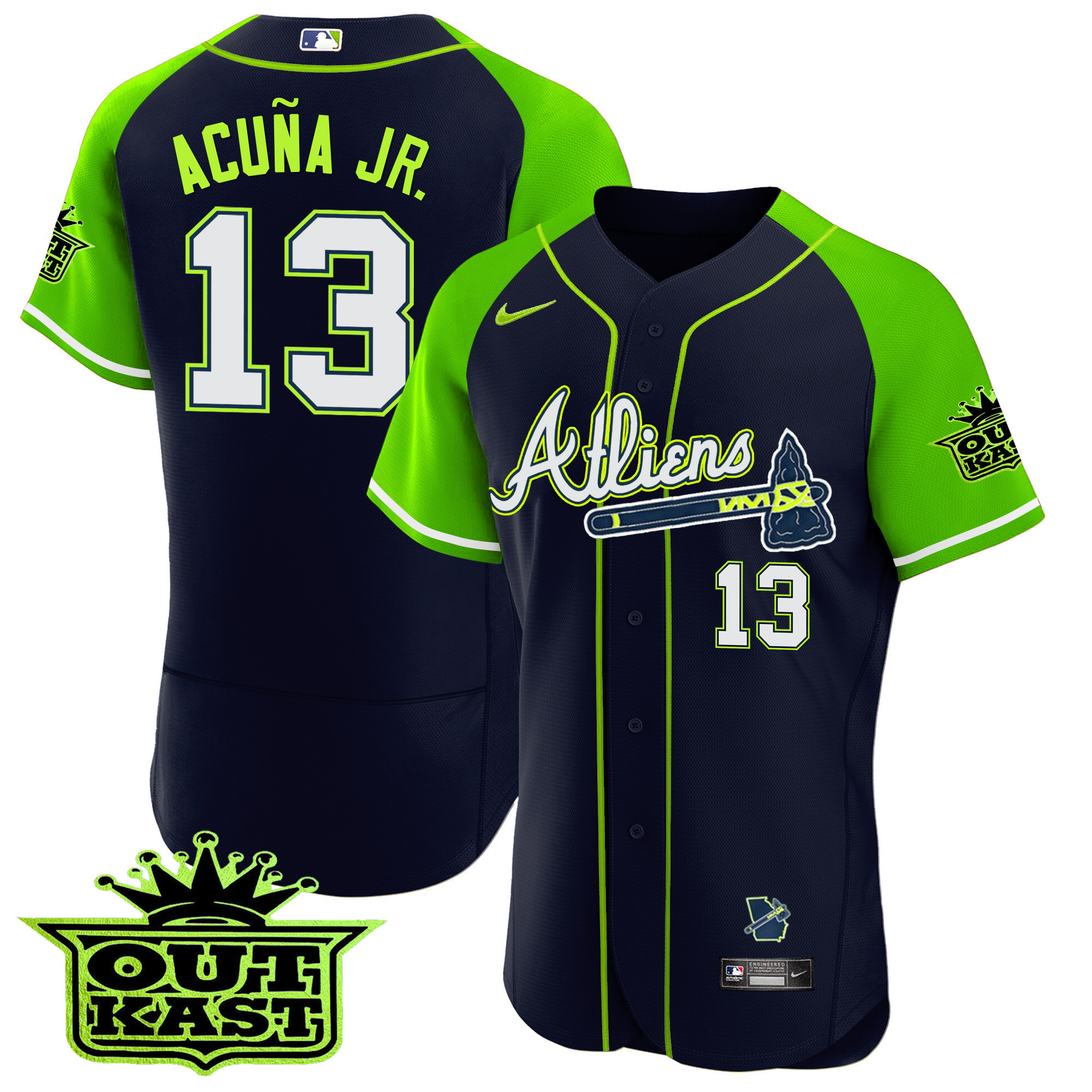 Men's Atlanta Braves Atliens Alternate Flex Base Jersey - All Stitched