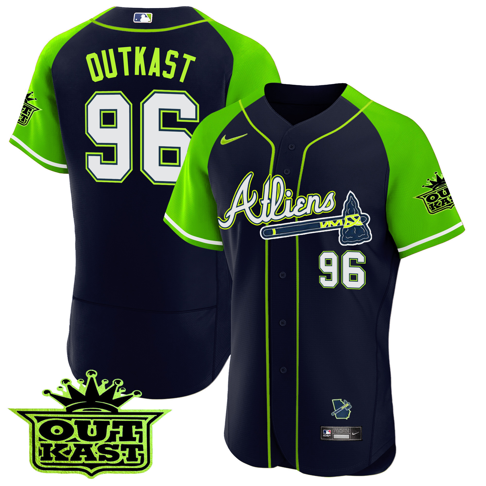 Men's Atlanta Braves Atliens Alternate Flex Base Jersey - All Stitched - Image 2